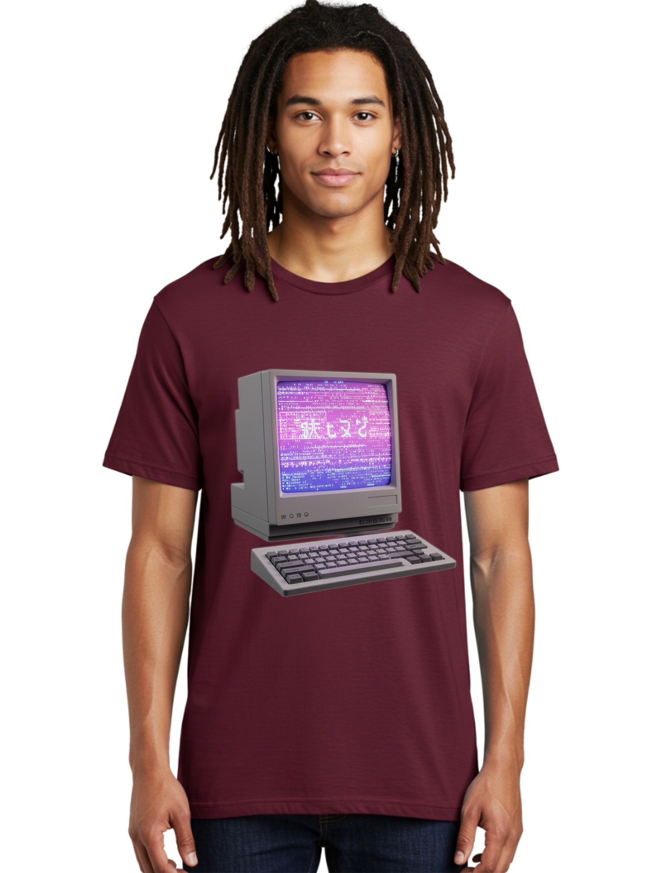 Meitu Men'S Graphic Tee, 100% Cotton, Comfortable Casual Summer Wear, Machine Washable, Vintage Computer, Old Technology, Retro Keyboard, Purple Screen, Binary Code, Old School, Obsolete Technology, Computer History, Tech Nostalgia, Pixel Art Bac183