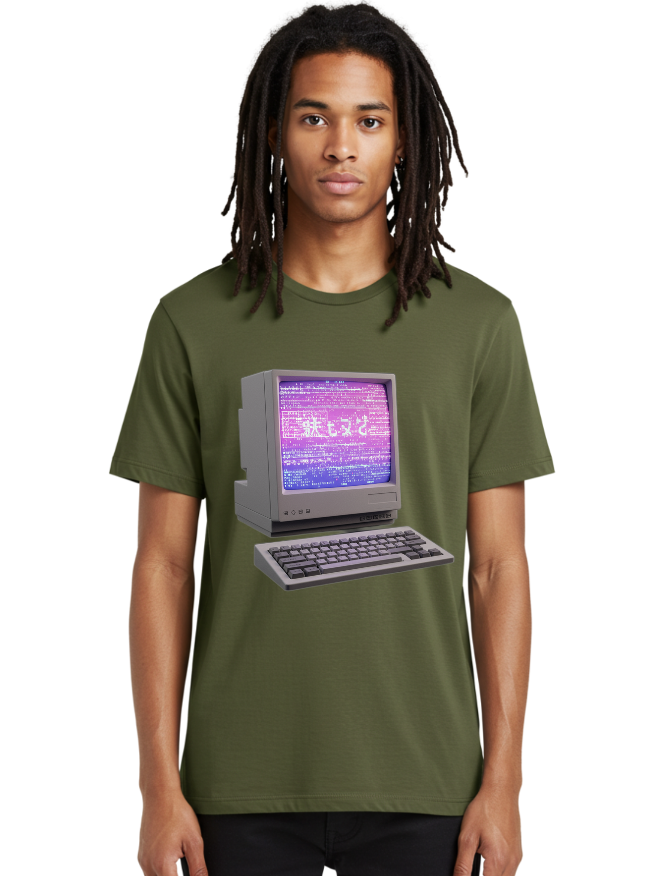 Meitu Men'S Graphic Tee, 100% Cotton, Comfortable Casual Summer Wear, Machine Washable, Vintage Computer, Old Technology, Retro Keyboard, Purple Screen, Binary Code, Old School, Obsolete Technology, Computer History, Tech Nostalgia, Pixel Art Bac183