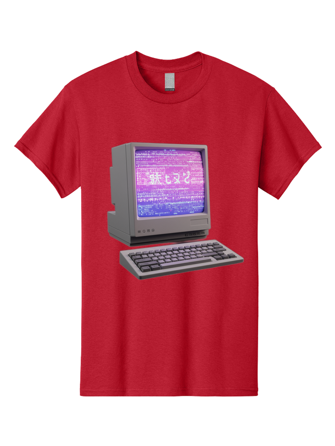 Meitu Men'S Graphic Tee, 100% Cotton, Comfortable Casual Summer Wear, Machine Washable, Vintage Computer, Old Technology, Retro Keyboard, Purple Screen, Binary Code, Old School, Obsolete Technology, Computer History, Tech Nostalgia, Pixel Art Bac183