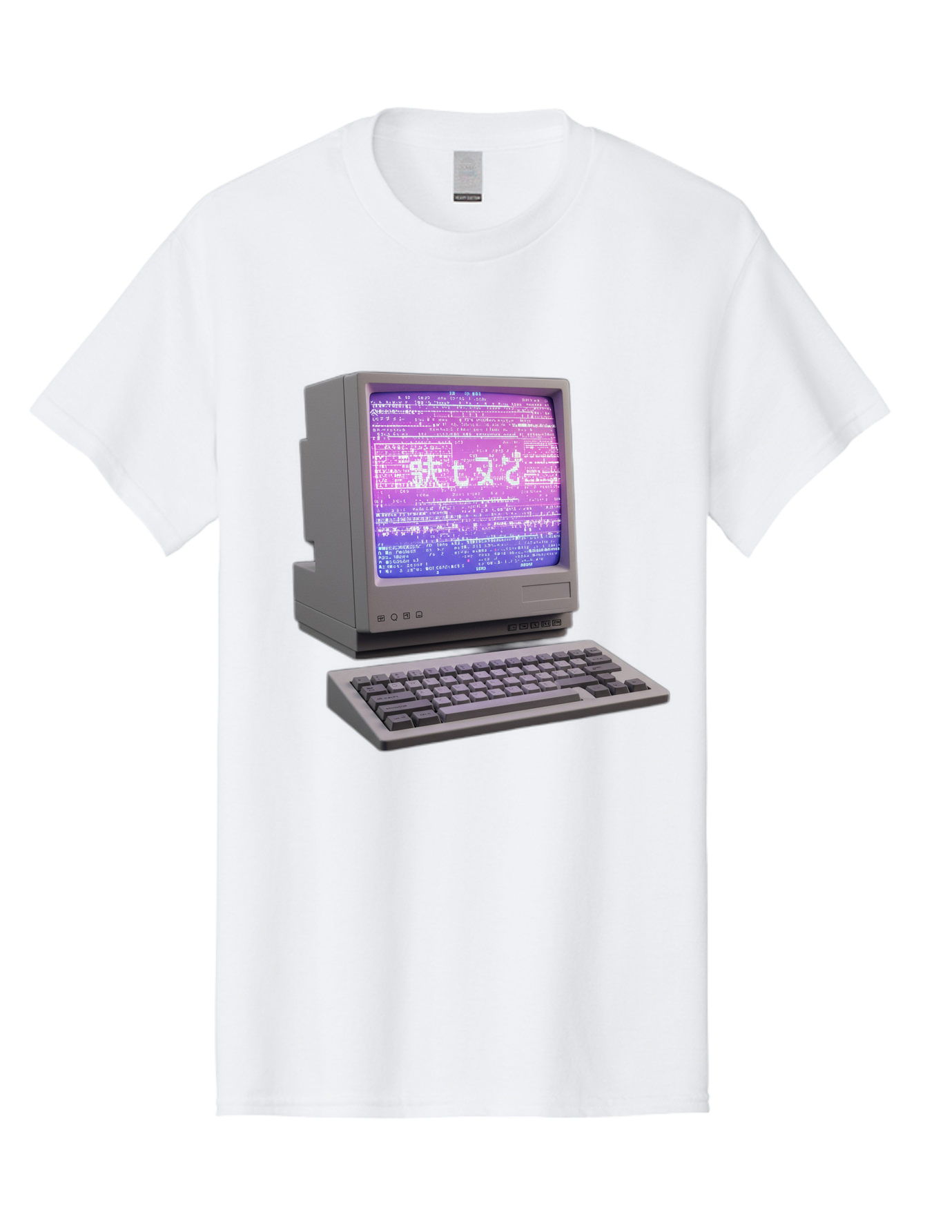 Meitu Men'S Graphic Tee, 100% Cotton, Comfortable Casual Summer Wear, Machine Washable, Vintage Computer, Old Technology, Retro Keyboard, Purple Screen, Binary Code, Old School, Obsolete Technology, Computer History, Tech Nostalgia, Pixel Art Bac183