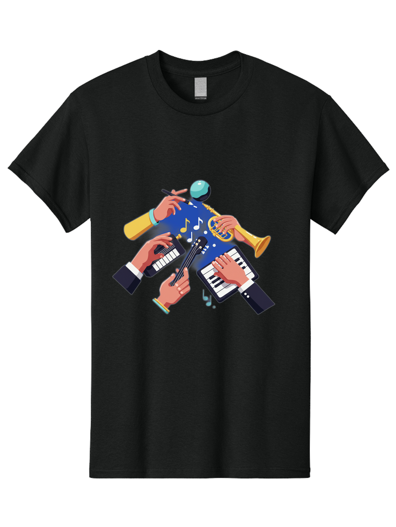 Music-Maestro Men'S Graphic Tee, 100% Cotton, Comfortable Casual Summer Wear, Machine Washable, Musical Man, Multiple Instruments, Creative Music, Diverse Instrumentation, Harmonious Sound, Innovative Art, Music Lover, Melodious Harmony, Bac190