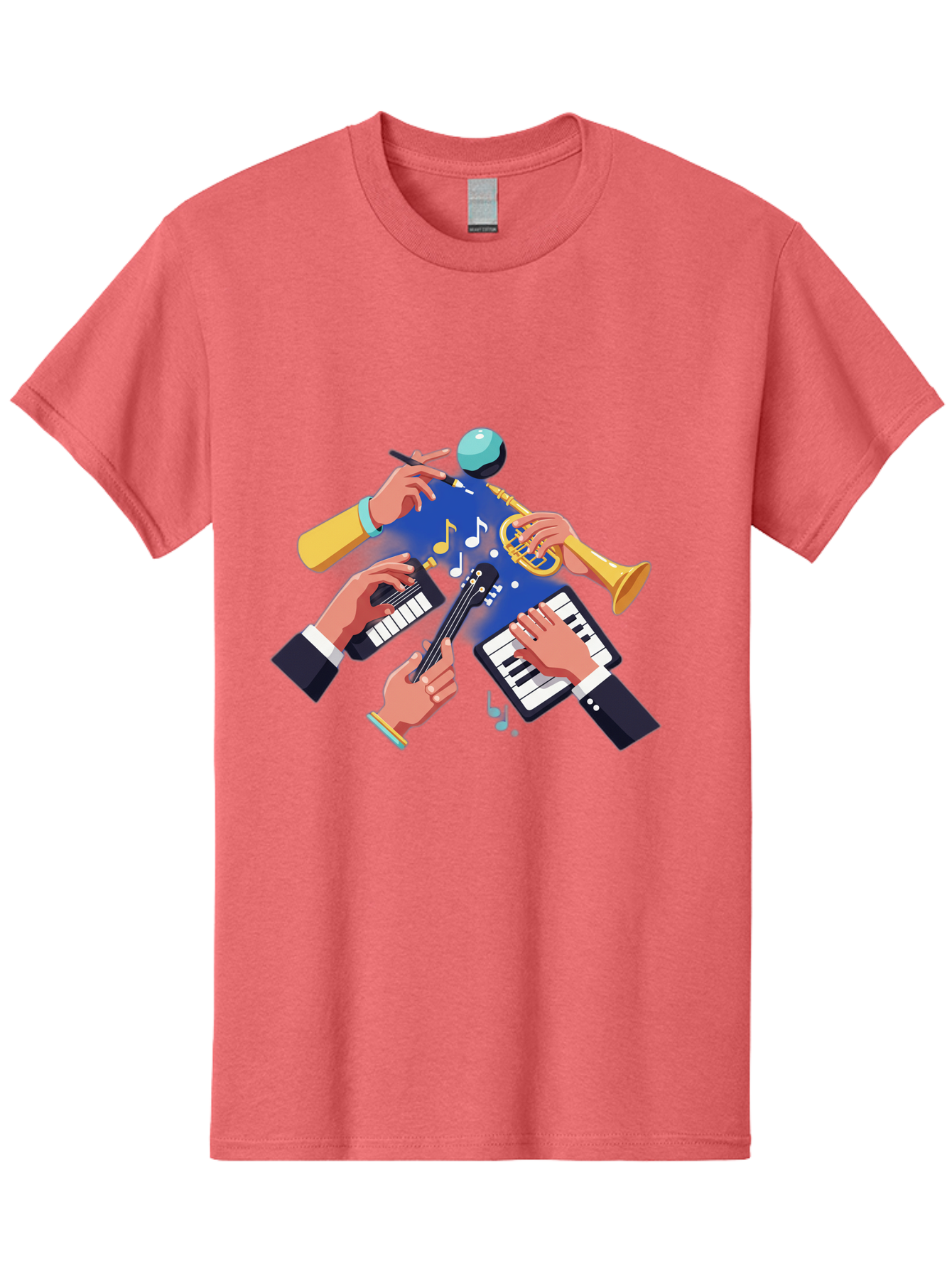 Music-Maestro Men'S Graphic Tee, 100% Cotton, Comfortable Casual Summer Wear, Machine Washable, Musical Man, Multiple Instruments, Creative Music, Diverse Instrumentation, Harmonious Sound, Innovative Art, Music Lover, Melodious Harmony, Bac190