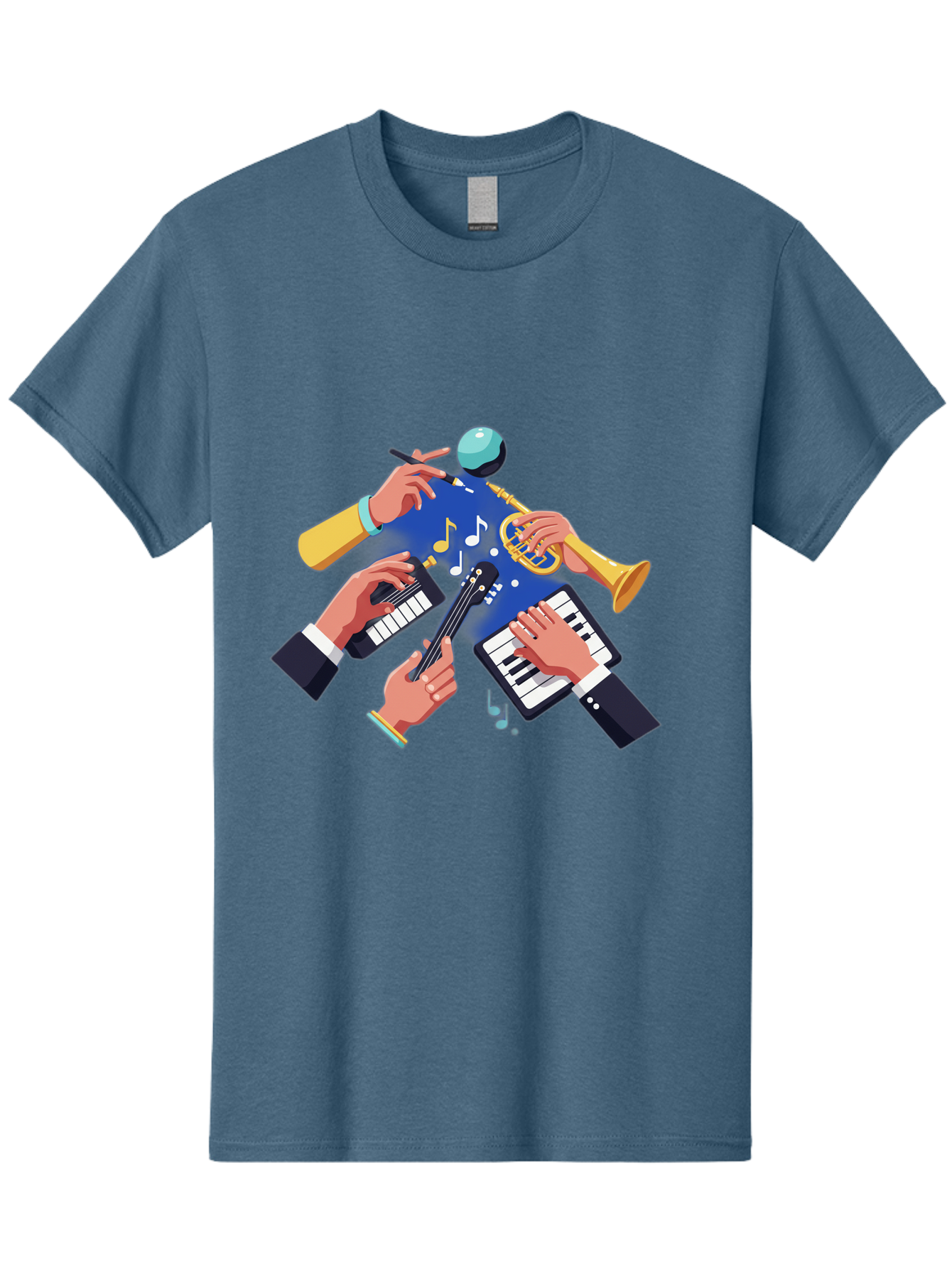 Music-Maestro Men'S Graphic Tee, 100% Cotton, Comfortable Casual Summer Wear, Machine Washable, Musical Man, Multiple Instruments, Creative Music, Diverse Instrumentation, Harmonious Sound, Innovative Art, Music Lover, Melodious Harmony, Bac190