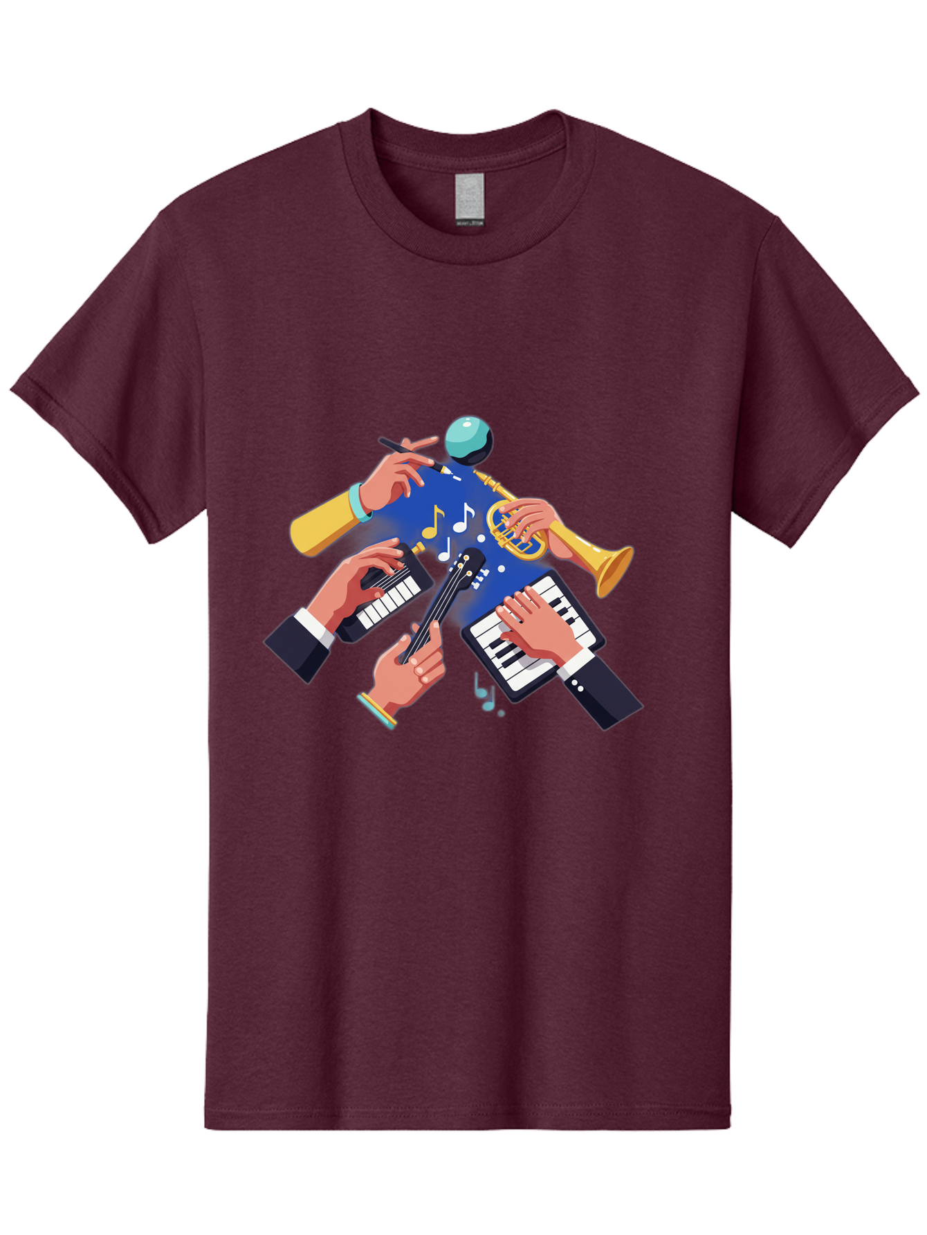 Music-Maestro Men'S Graphic Tee, 100% Cotton, Comfortable Casual Summer Wear, Machine Washable, Musical Man, Multiple Instruments, Creative Music, Diverse Instrumentation, Harmonious Sound, Innovative Art, Music Lover, Melodious Harmony, Bac190