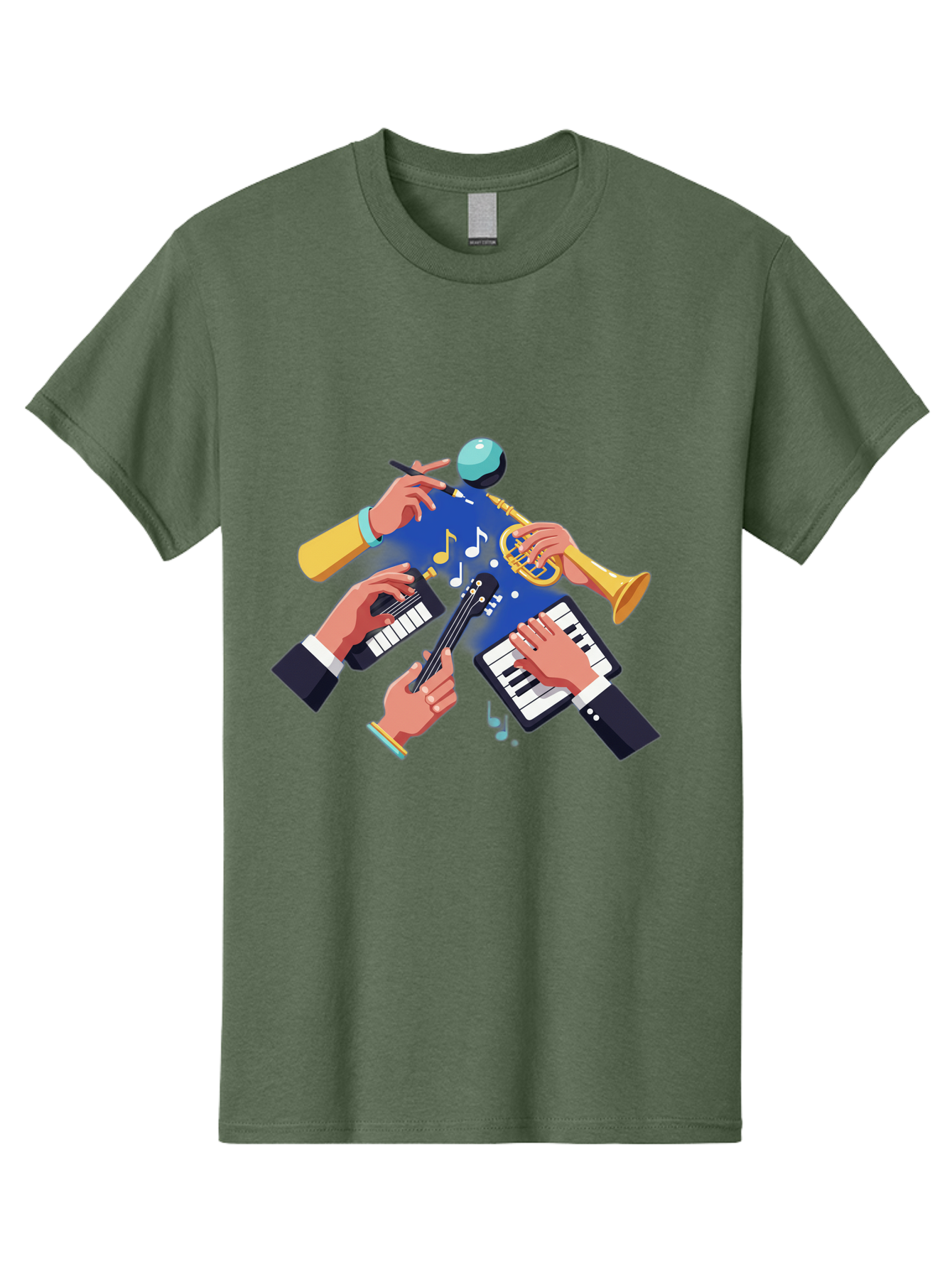 Music-Maestro Men'S Graphic Tee, 100% Cotton, Comfortable Casual Summer Wear, Machine Washable, Musical Man, Multiple Instruments, Creative Music, Diverse Instrumentation, Harmonious Sound, Innovative Art, Music Lover, Melodious Harmony, Bac190