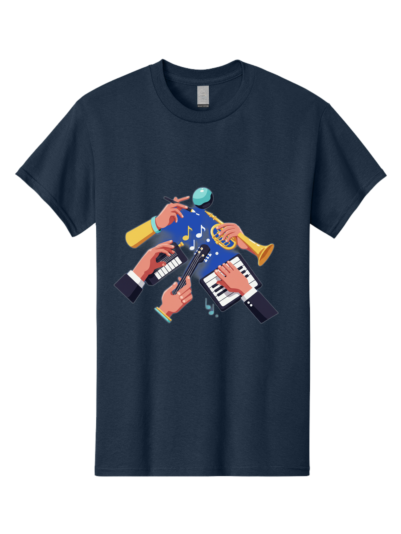 Music-Maestro Men'S Graphic Tee, 100% Cotton, Comfortable Casual Summer Wear, Machine Washable, Musical Man, Multiple Instruments, Creative Music, Diverse Instrumentation, Harmonious Sound, Innovative Art, Music Lover, Melodious Harmony, Bac190
