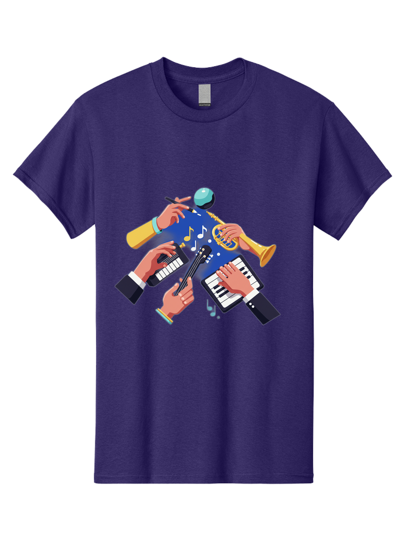 Music-Maestro Men'S Graphic Tee, 100% Cotton, Comfortable Casual Summer Wear, Machine Washable, Musical Man, Multiple Instruments, Creative Music, Diverse Instrumentation, Harmonious Sound, Innovative Art, Music Lover, Melodious Harmony, Bac190