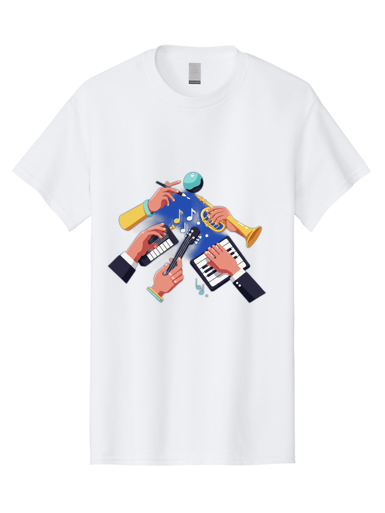 Music-Maestro Men'S Graphic Tee, 100% Cotton, Comfortable Casual Summer Wear, Machine Washable, Musical Man, Multiple Instruments, Creative Music, Diverse Instrumentation, Harmonious Sound, Innovative Art, Music Lover, Melodious Harmony, Bac190