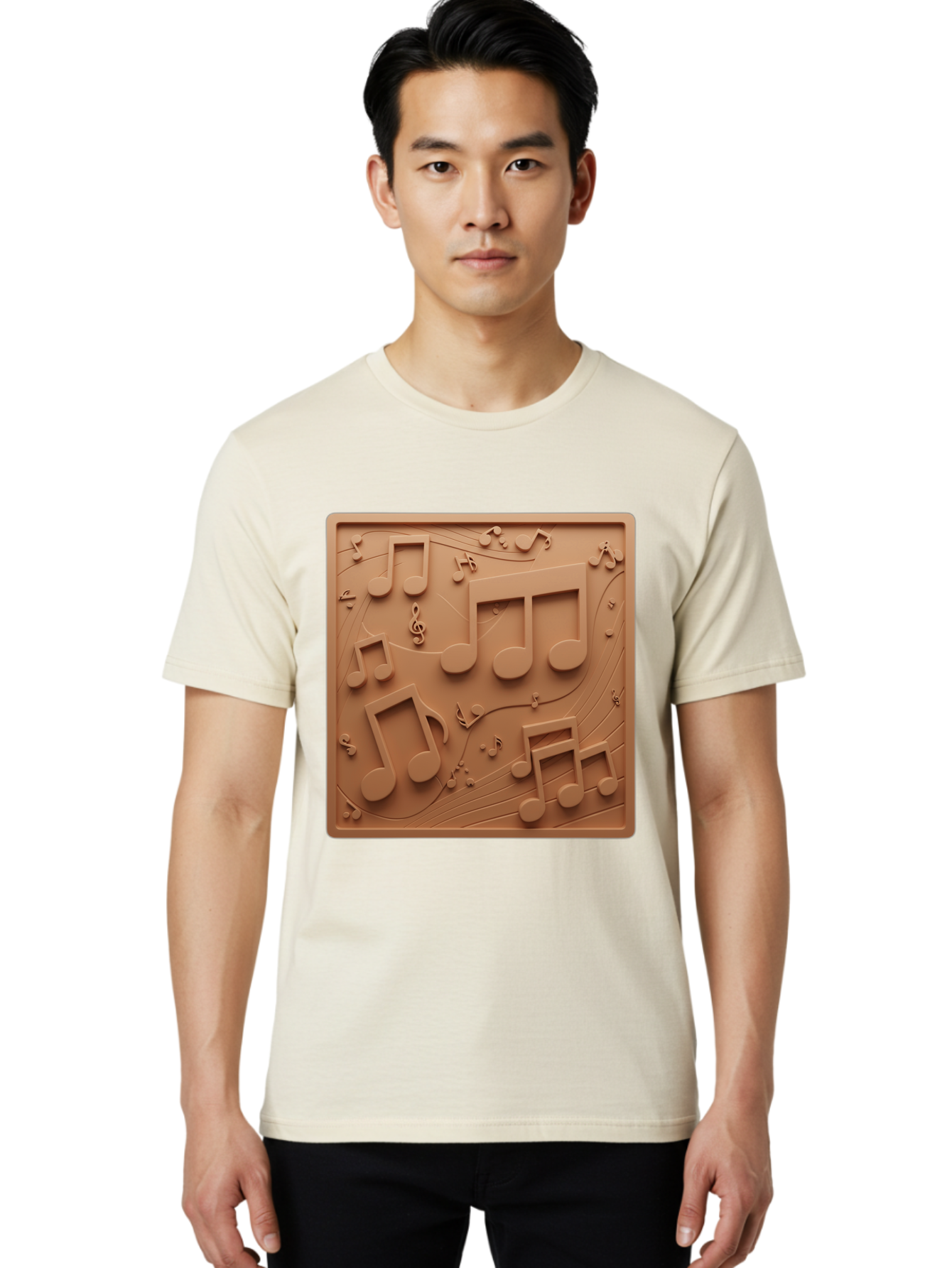 Music-Notes Men'S Graphic Tee, 100% Cotton, Comfortable Casual Summer Wear, Machine Washable, Musical Notes, Treble Clef, 3D Design, Creative Artwork, Music Theme, Melodic Elements, Artistic Expression, Harmony And Rhythm Bac191