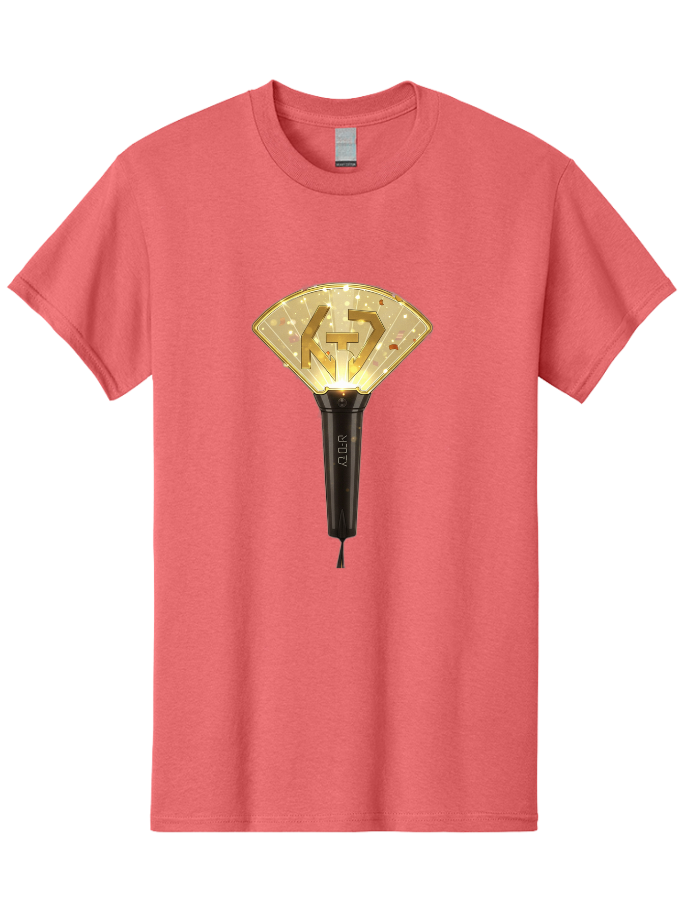 Nct-Lightstick Men'S Graphic Tee, 100% Cotton, Comfortable Casual Summer Wear, Machine Washable, K-Pop Merchandise, Nct Lightstick, Fan Light, Concert Accessory, Novelty Item, Collectible, Black Handle, Lit Top, Gold Logo, Fan Club Gear Bac194