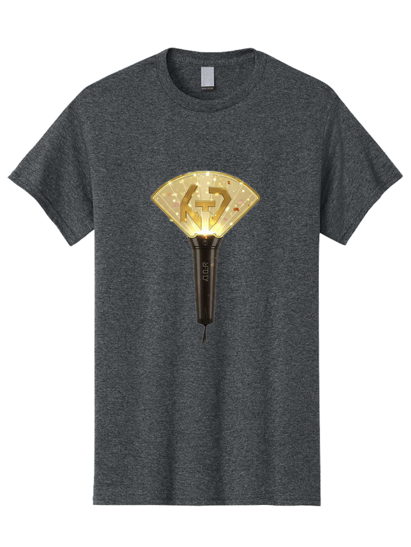 Nct-Lightstick Men'S Graphic Tee, 100% Cotton, Comfortable Casual Summer Wear, Machine Washable, K-Pop Merchandise, Nct Lightstick, Fan Light, Concert Accessory, Novelty Item, Collectible, Black Handle, Lit Top, Gold Logo, Fan Club Gear Bac194