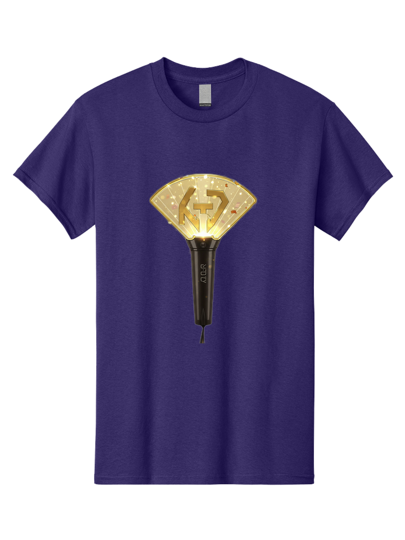 Nct-Lightstick Men'S Graphic Tee, 100% Cotton, Comfortable Casual Summer Wear, Machine Washable, K-Pop Merchandise, Nct Lightstick, Fan Light, Concert Accessory, Novelty Item, Collectible, Black Handle, Lit Top, Gold Logo, Fan Club Gear Bac194