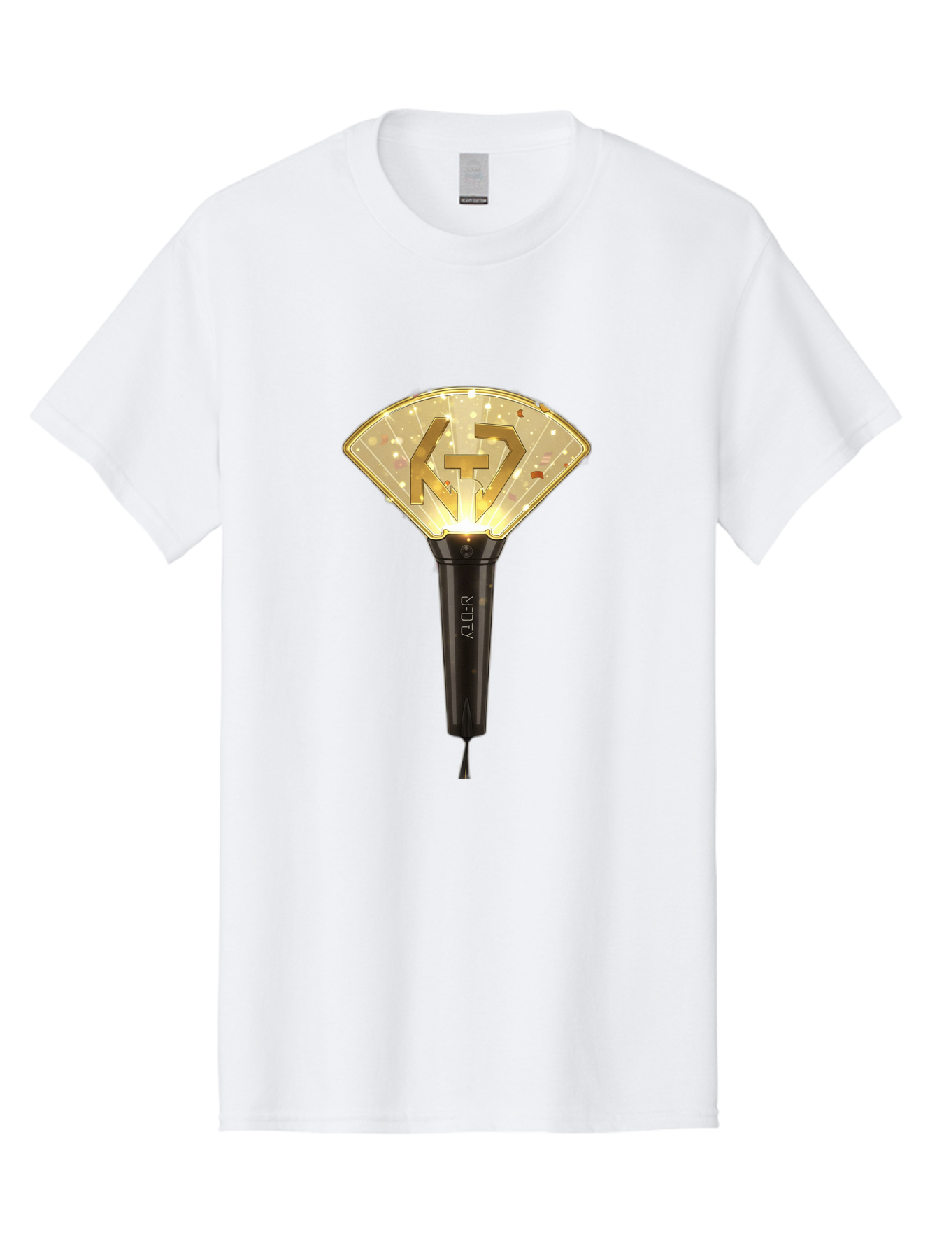 Nct-Lightstick Men'S Graphic Tee, 100% Cotton, Comfortable Casual Summer Wear, Machine Washable, K-Pop Merchandise, Nct Lightstick, Fan Light, Concert Accessory, Novelty Item, Collectible, Black Handle, Lit Top, Gold Logo, Fan Club Gear Bac194