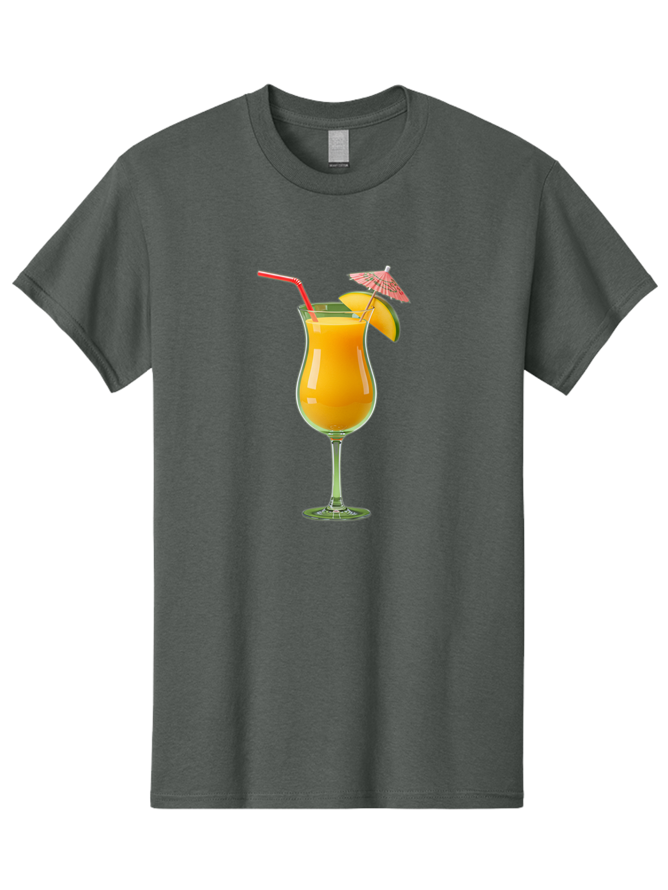 Orange-Cocktail Men'S Graphic Tee, 100% Cotton, Comfortable Casual Summer Wear, Machine Washable, Hurricane Cocktail, Tropical Drink, Orange Juice, Cocktail Umbrella, Red Straw, Citrus Slice, Refreshing Beverage, Summer Cocktail, Vibrant Drink Bac201