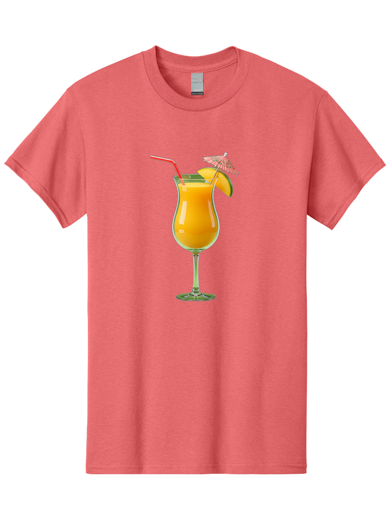 Orange-Cocktail Men'S Graphic Tee, 100% Cotton, Comfortable Casual Summer Wear, Machine Washable, Hurricane Cocktail, Tropical Drink, Orange Juice, Cocktail Umbrella, Red Straw, Citrus Slice, Refreshing Beverage, Summer Cocktail, Vibrant Drink Bac201