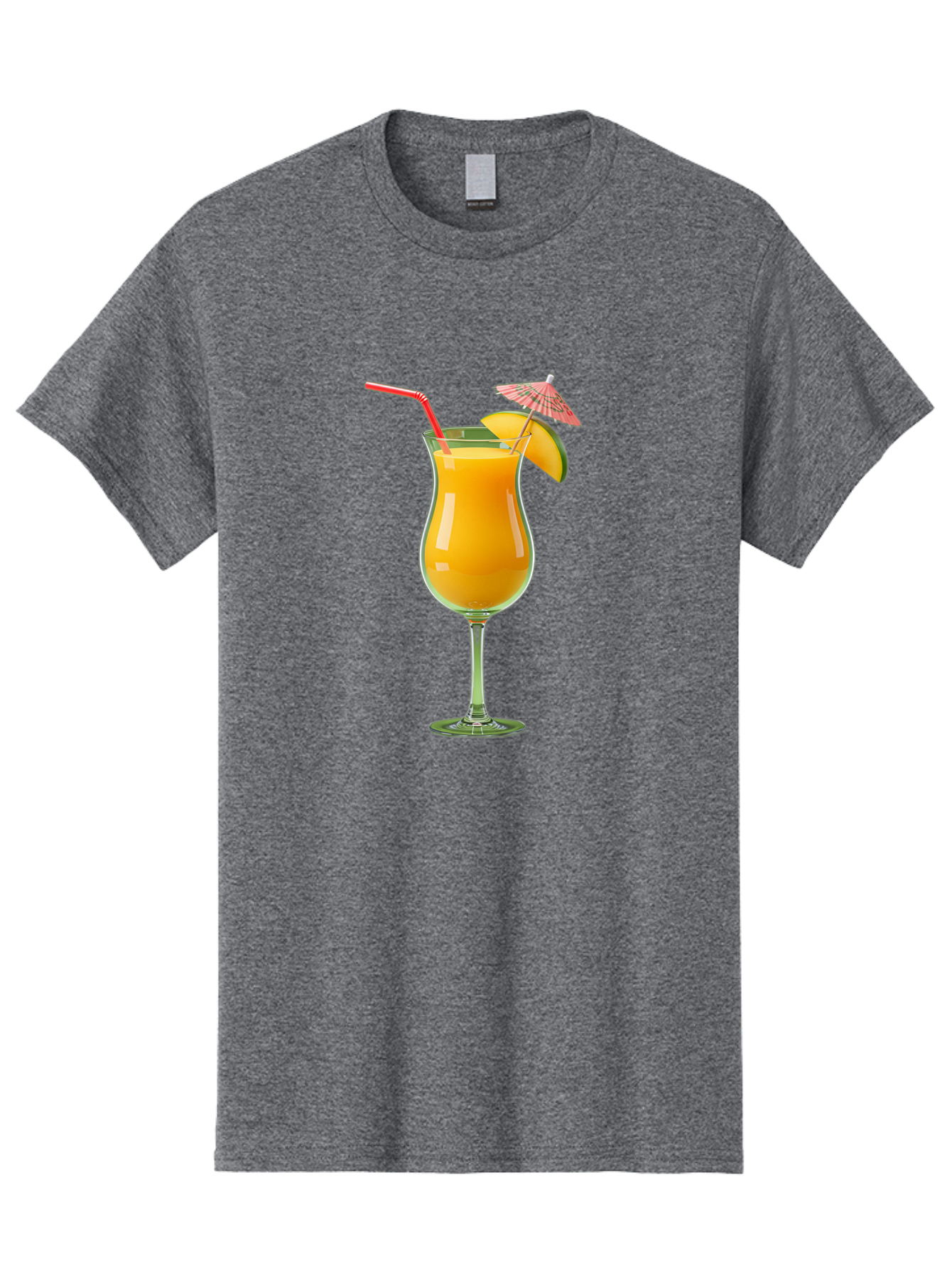 Orange-Cocktail Men'S Graphic Tee, 100% Cotton, Comfortable Casual Summer Wear, Machine Washable, Hurricane Cocktail, Tropical Drink, Orange Juice, Cocktail Umbrella, Red Straw, Citrus Slice, Refreshing Beverage, Summer Cocktail, Vibrant Drink Bac201