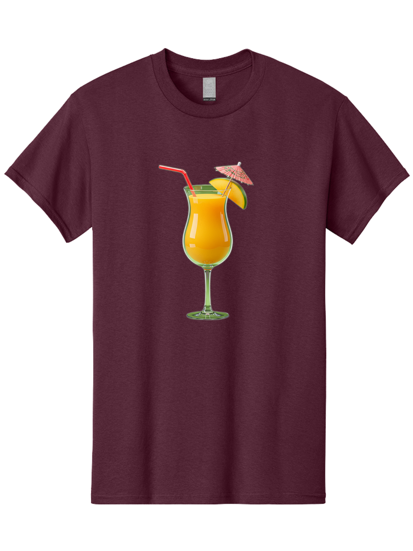 Orange-Cocktail Men'S Graphic Tee, 100% Cotton, Comfortable Casual Summer Wear, Machine Washable, Hurricane Cocktail, Tropical Drink, Orange Juice, Cocktail Umbrella, Red Straw, Citrus Slice, Refreshing Beverage, Summer Cocktail, Vibrant Drink Bac201