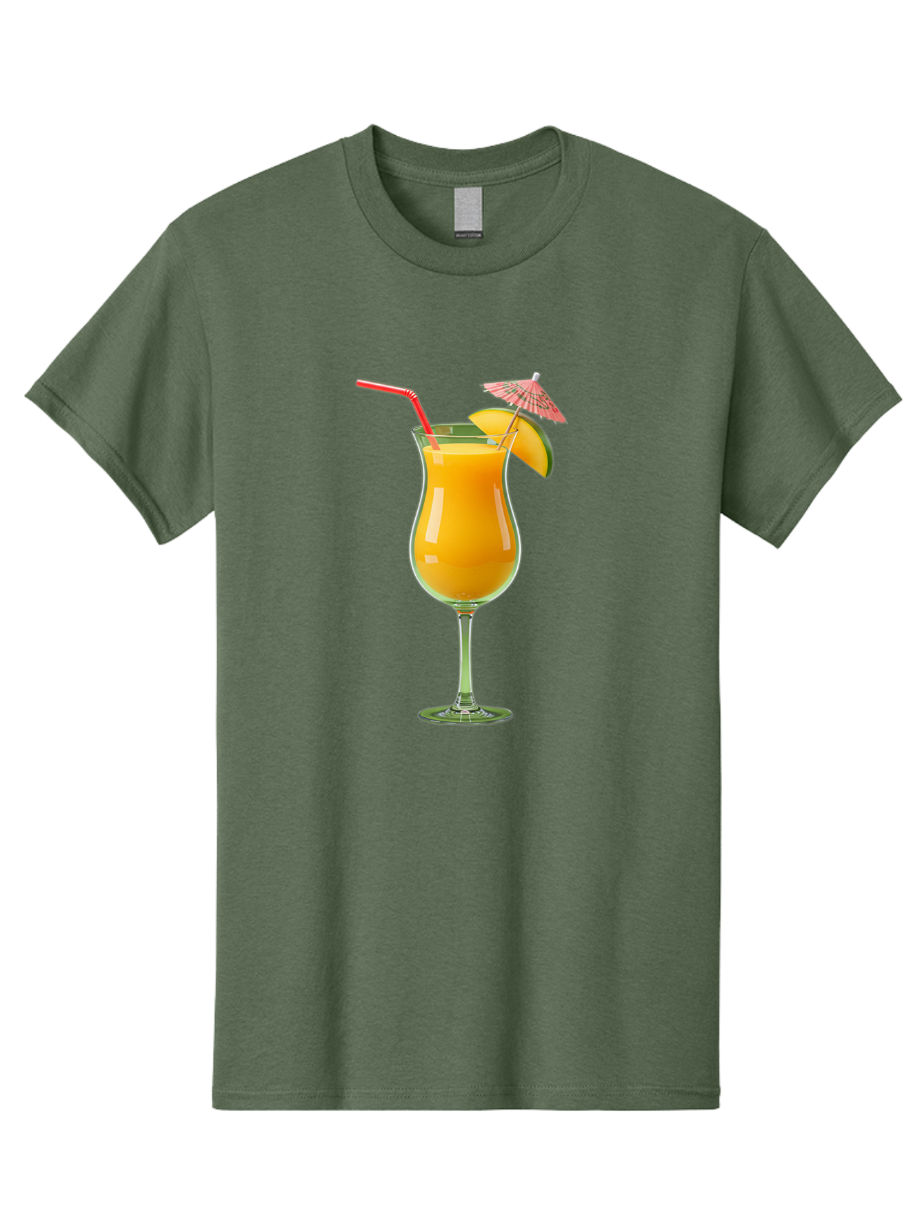 Orange-Cocktail Men'S Graphic Tee, 100% Cotton, Comfortable Casual Summer Wear, Machine Washable, Hurricane Cocktail, Tropical Drink, Orange Juice, Cocktail Umbrella, Red Straw, Citrus Slice, Refreshing Beverage, Summer Cocktail, Vibrant Drink Bac201