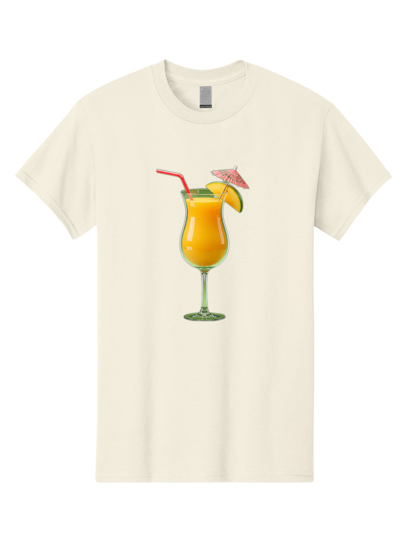 Orange-Cocktail Men'S Graphic Tee, 100% Cotton, Comfortable Casual Summer Wear, Machine Washable, Hurricane Cocktail, Tropical Drink, Orange Juice, Cocktail Umbrella, Red Straw, Citrus Slice, Refreshing Beverage, Summer Cocktail, Vibrant Drink Bac201