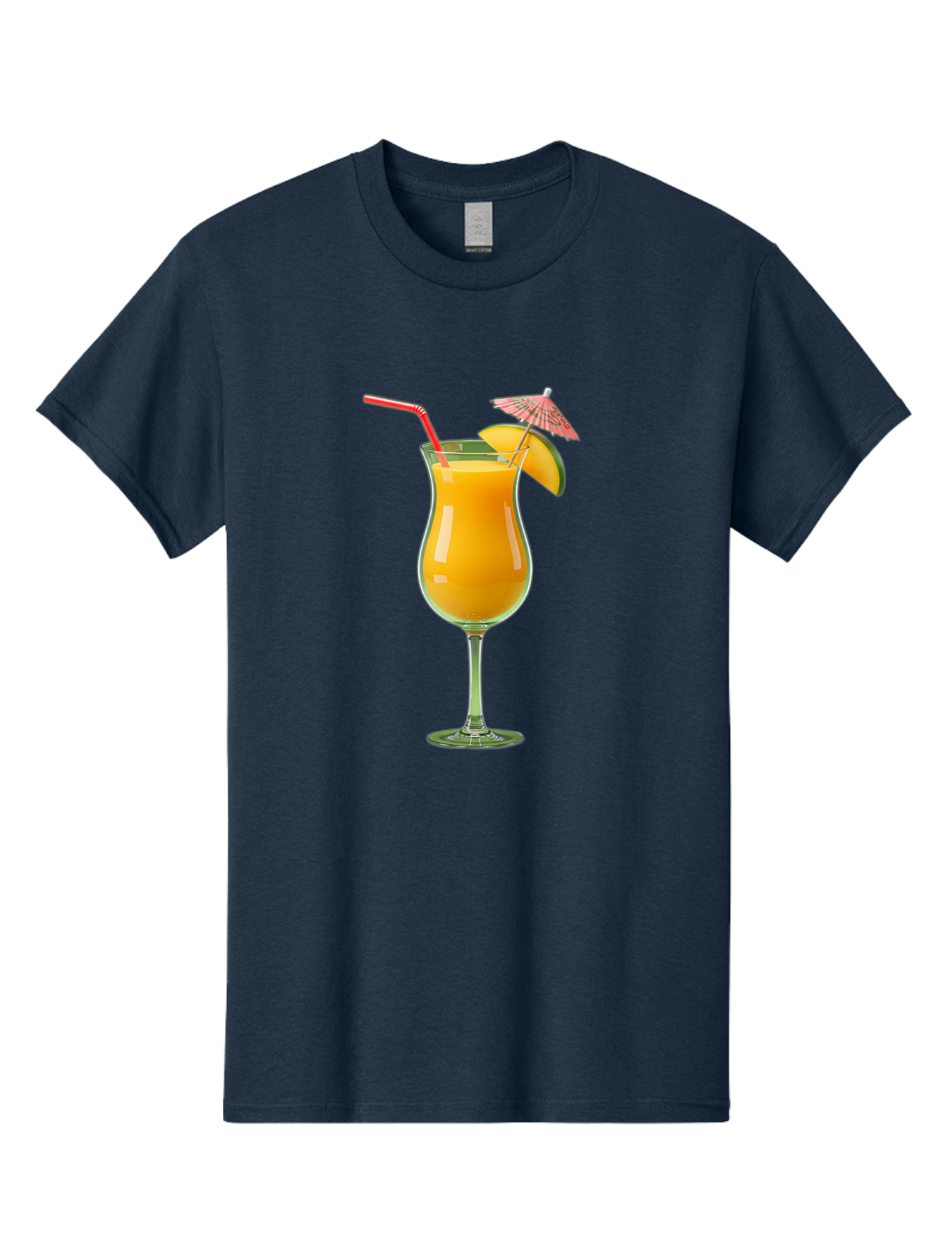 Orange-Cocktail Men'S Graphic Tee, 100% Cotton, Comfortable Casual Summer Wear, Machine Washable, Hurricane Cocktail, Tropical Drink, Orange Juice, Cocktail Umbrella, Red Straw, Citrus Slice, Refreshing Beverage, Summer Cocktail, Vibrant Drink Bac201