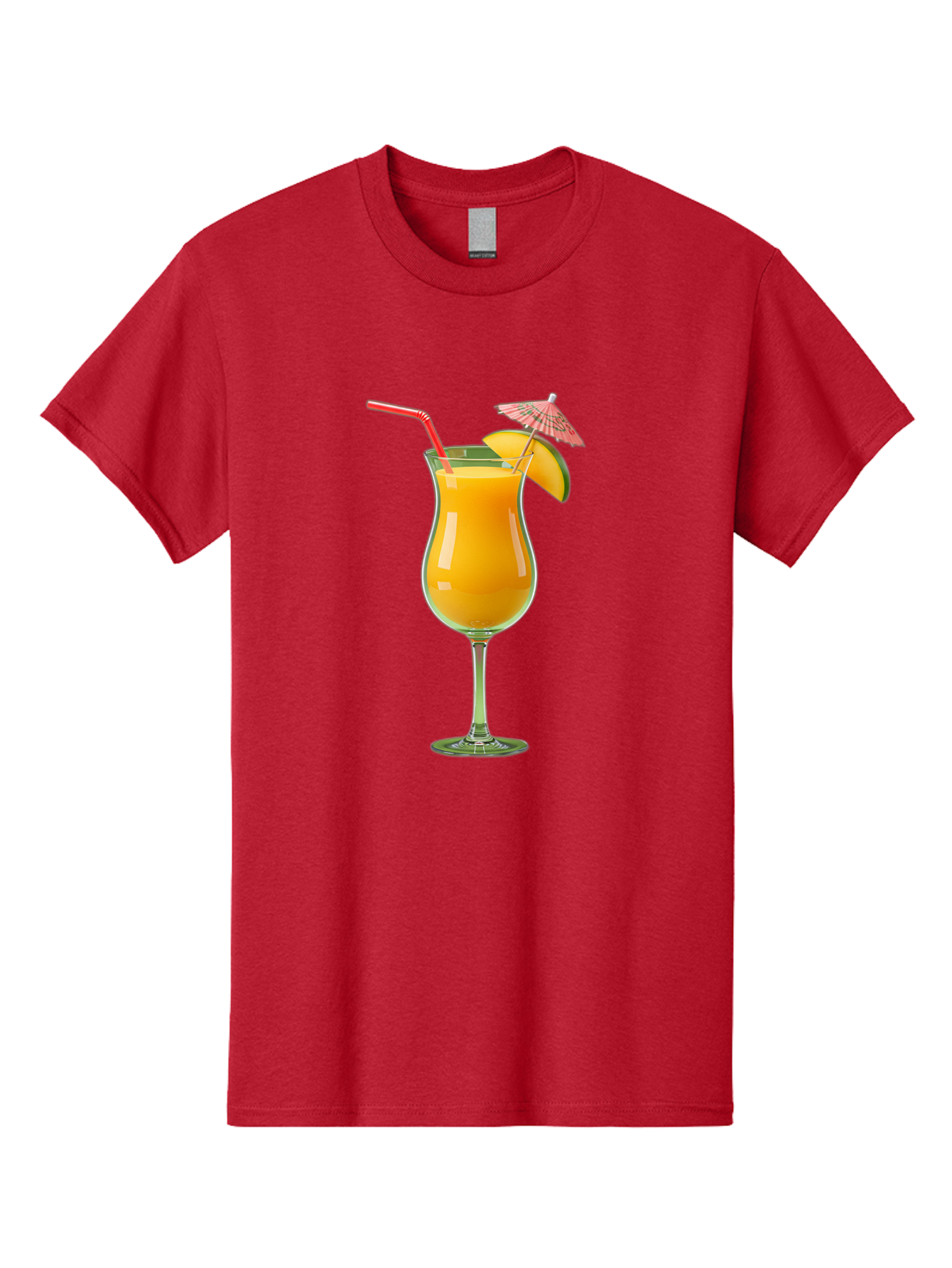 Orange-Cocktail Men'S Graphic Tee, 100% Cotton, Comfortable Casual Summer Wear, Machine Washable, Hurricane Cocktail, Tropical Drink, Orange Juice, Cocktail Umbrella, Red Straw, Citrus Slice, Refreshing Beverage, Summer Cocktail, Vibrant Drink Bac201