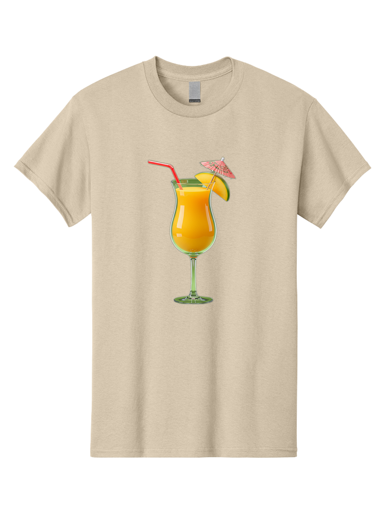 Orange-Cocktail Men'S Graphic Tee, 100% Cotton, Comfortable Casual Summer Wear, Machine Washable, Hurricane Cocktail, Tropical Drink, Orange Juice, Cocktail Umbrella, Red Straw, Citrus Slice, Refreshing Beverage, Summer Cocktail, Vibrant Drink Bac201