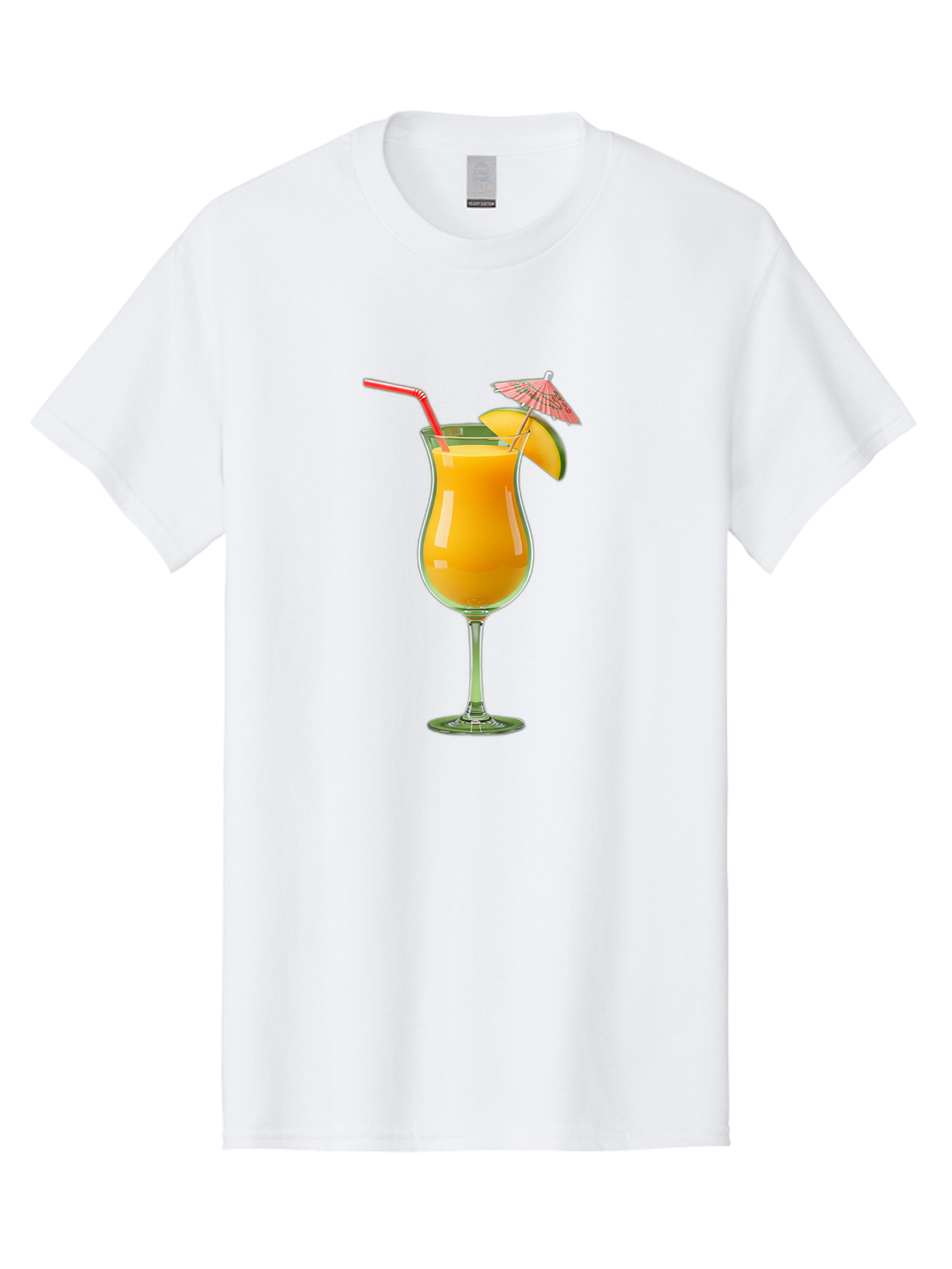 Orange-Cocktail Men'S Graphic Tee, 100% Cotton, Comfortable Casual Summer Wear, Machine Washable, Hurricane Cocktail, Tropical Drink, Orange Juice, Cocktail Umbrella, Red Straw, Citrus Slice, Refreshing Beverage, Summer Cocktail, Vibrant Drink Bac201