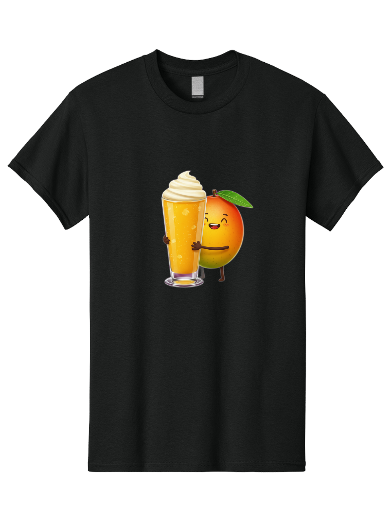 Orange-Smoothie Men'S Graphic Tee, 100% Cotton, Comfortable Casual Summer Wear, Machine Washable, Mango Smoothie, Creamy Texture, Orange Drink, Whipped Cream Topping, Cartoon Mango, Smiling Fruit, Happy Character, Refreshing Beverage, Bac204