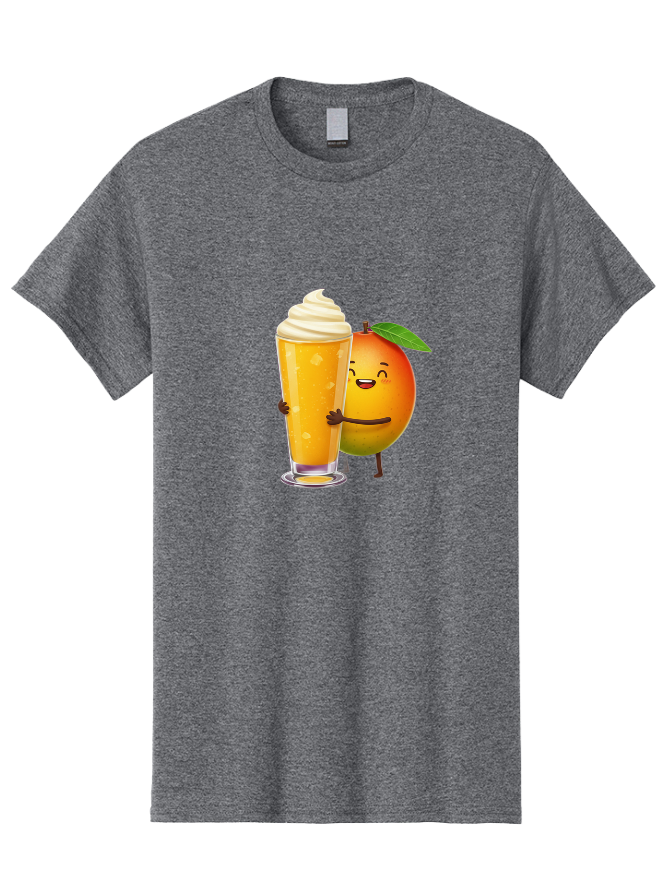 Orange-Smoothie Men'S Graphic Tee, 100% Cotton, Comfortable Casual Summer Wear, Machine Washable, Mango Smoothie, Creamy Texture, Orange Drink, Whipped Cream Topping, Cartoon Mango, Smiling Fruit, Happy Character, Refreshing Beverage, Bac204
