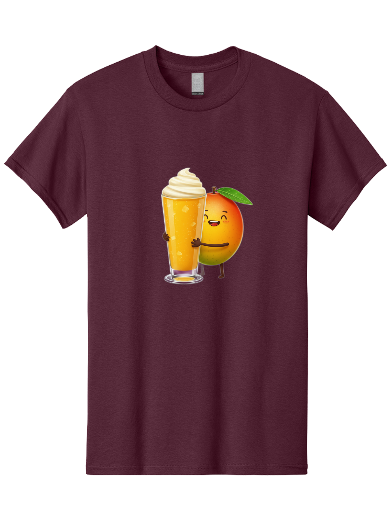 Orange-Smoothie Men'S Graphic Tee, 100% Cotton, Comfortable Casual Summer Wear, Machine Washable, Mango Smoothie, Creamy Texture, Orange Drink, Whipped Cream Topping, Cartoon Mango, Smiling Fruit, Happy Character, Refreshing Beverage, Bac204