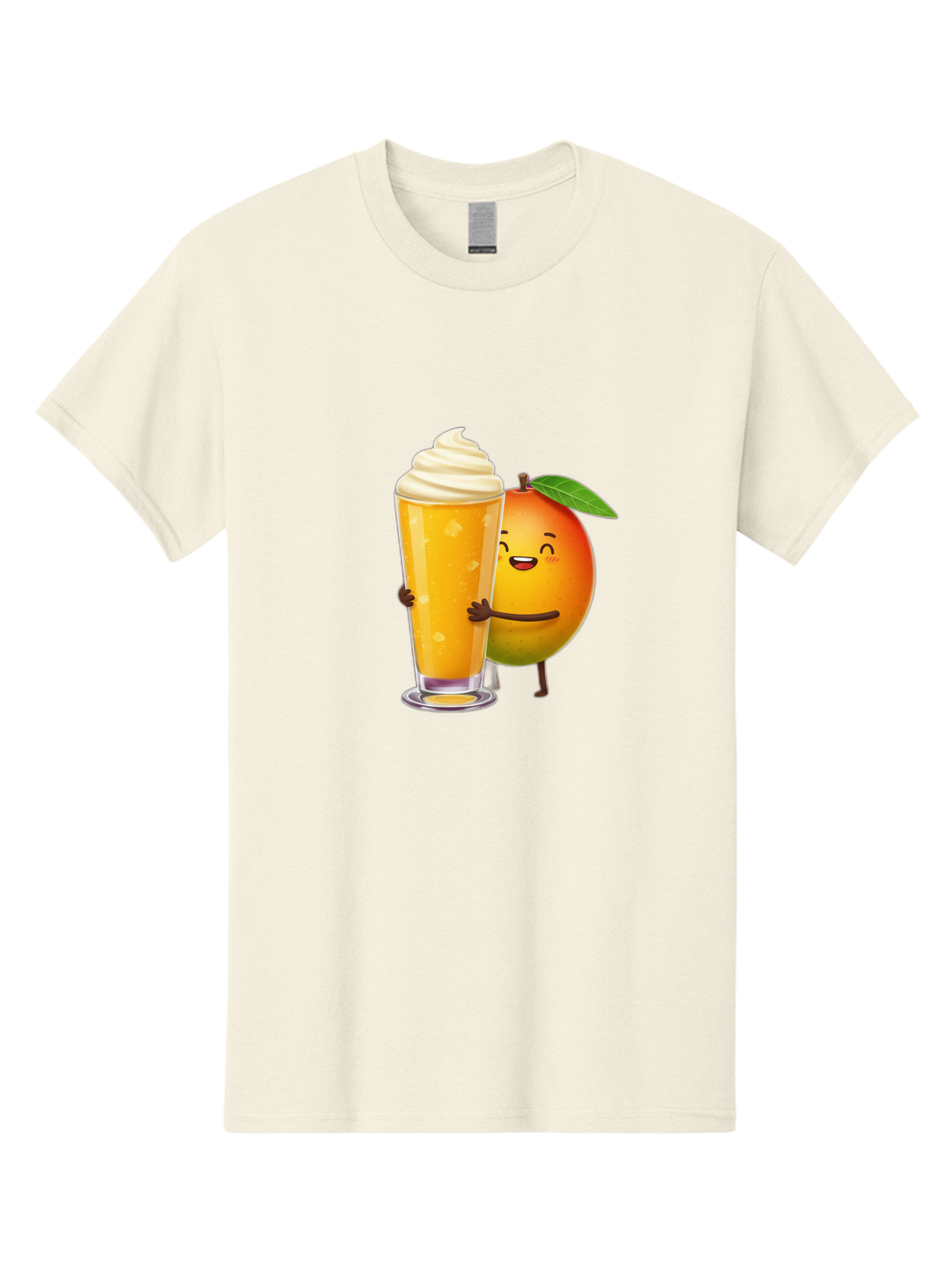 Orange-Smoothie Men'S Graphic Tee, 100% Cotton, Comfortable Casual Summer Wear, Machine Washable, Mango Smoothie, Creamy Texture, Orange Drink, Whipped Cream Topping, Cartoon Mango, Smiling Fruit, Happy Character, Refreshing Beverage, Bac204