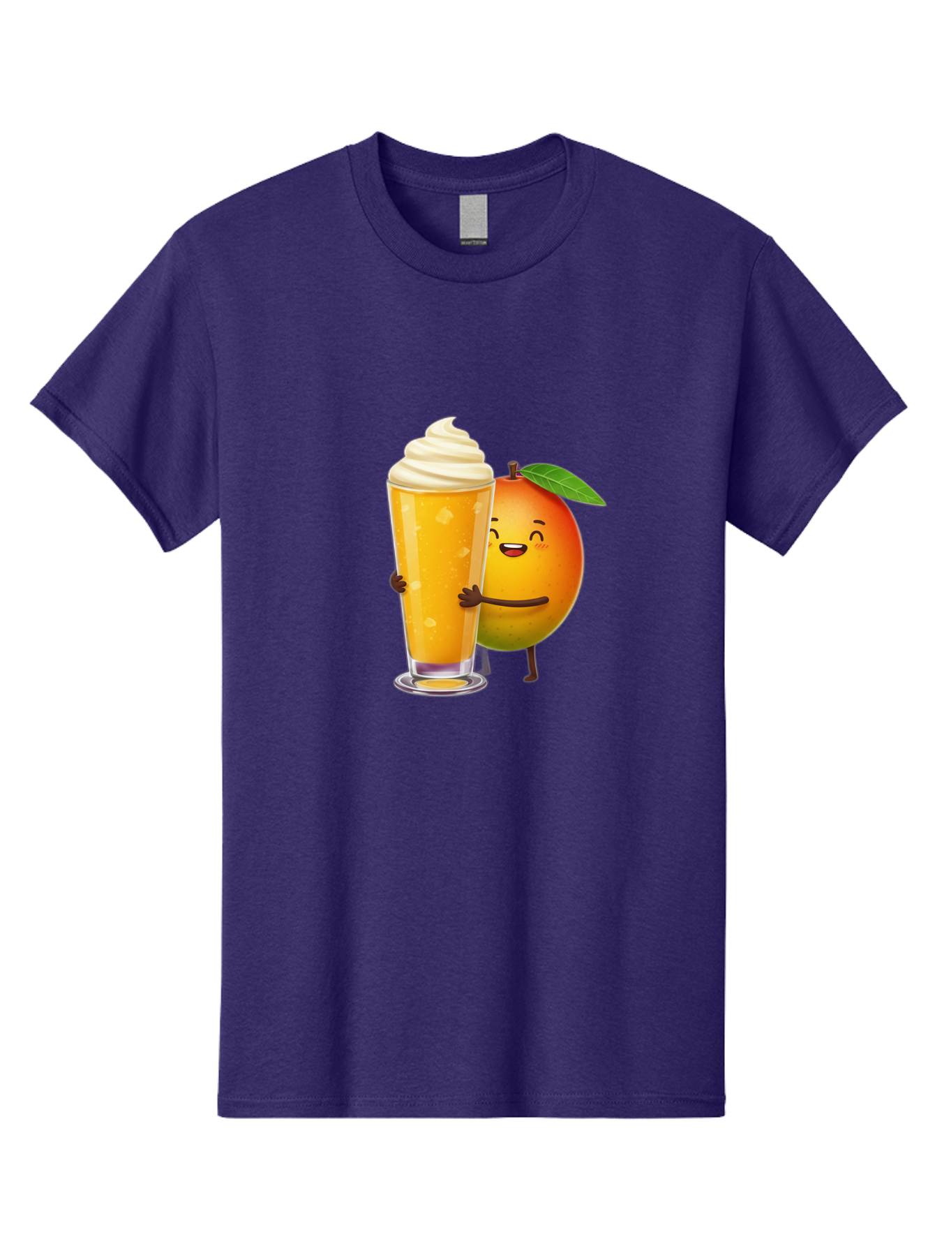 Orange-Smoothie Men'S Graphic Tee, 100% Cotton, Comfortable Casual Summer Wear, Machine Washable, Mango Smoothie, Creamy Texture, Orange Drink, Whipped Cream Topping, Cartoon Mango, Smiling Fruit, Happy Character, Refreshing Beverage, Bac204