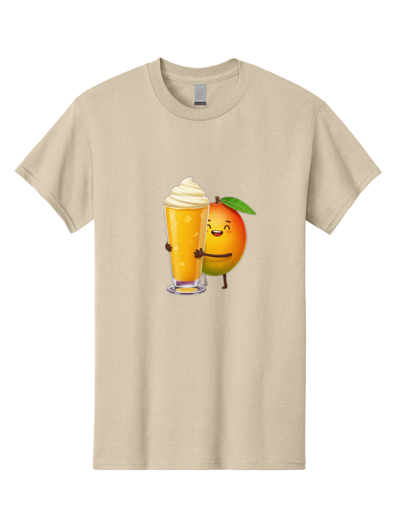 Orange-Smoothie Men'S Graphic Tee, 100% Cotton, Comfortable Casual Summer Wear, Machine Washable, Mango Smoothie, Creamy Texture, Orange Drink, Whipped Cream Topping, Cartoon Mango, Smiling Fruit, Happy Character, Refreshing Beverage, Bac204