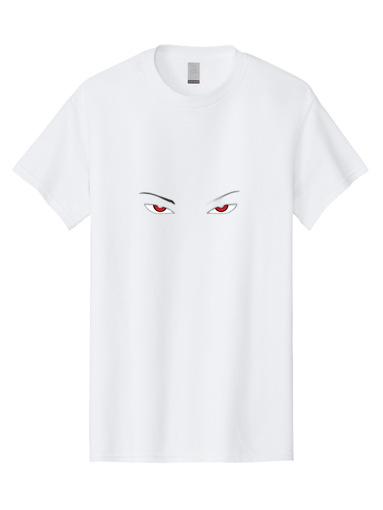 Pair-Of-Eyes Men'S Graphic Tee, 100% Cotton, Comfortable Casual Summer Wear, Machine Washable, Cartoon Eyes, Red Irises, White Eyes, Black Eyebrows, Anime Style, Simple Design, Bold Colors, Eye Contact Bac207