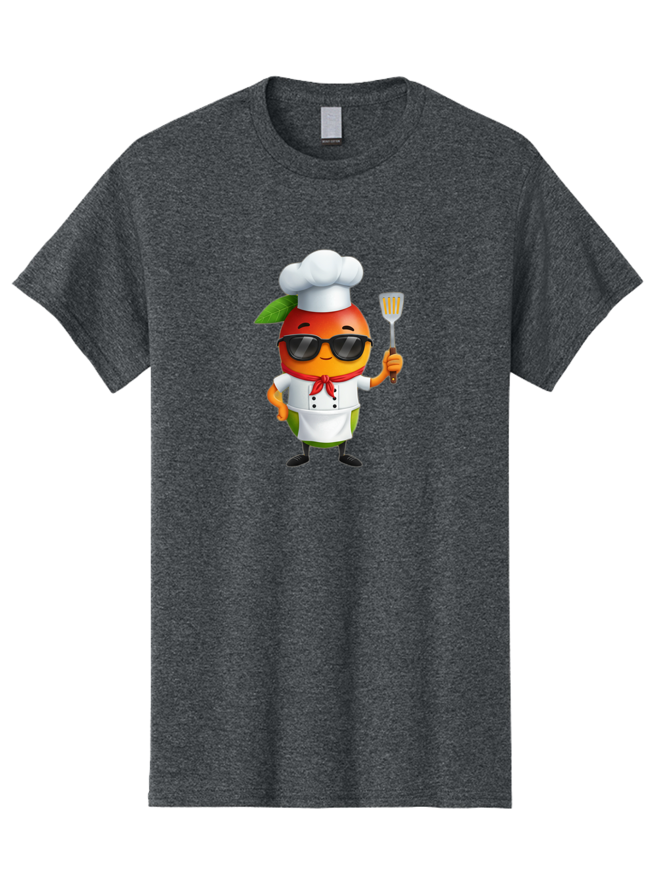Papaya-Chef Men'S Graphic Tee, 100% Cotton, Comfortable Casual Summer Wear, Machine Washable, Cartoon Papaya, Chef Character, Cooking Illustration, Fun Kitchen, Papaya Mascot, Chef Hat, Sunglasses, Red Bandana, Kitchen Utensils, Bac208