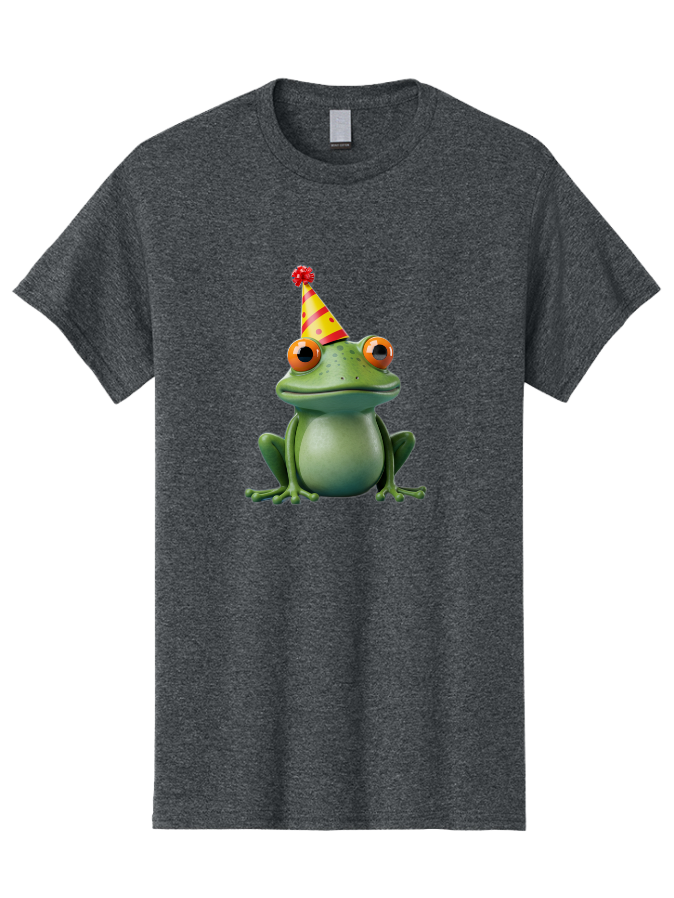 Party-Frog-3 Men'S Graphic Tee, 100% Cotton, Comfortable Casual Summer Wear, Machine Washable, Cartoon Frog, Party Hat, Festive Atmosphere, Celebration Mode, Fun And Playful, Vibrant Colors, Happy Mood, 3D Rendering, Humorous Character, Bac211