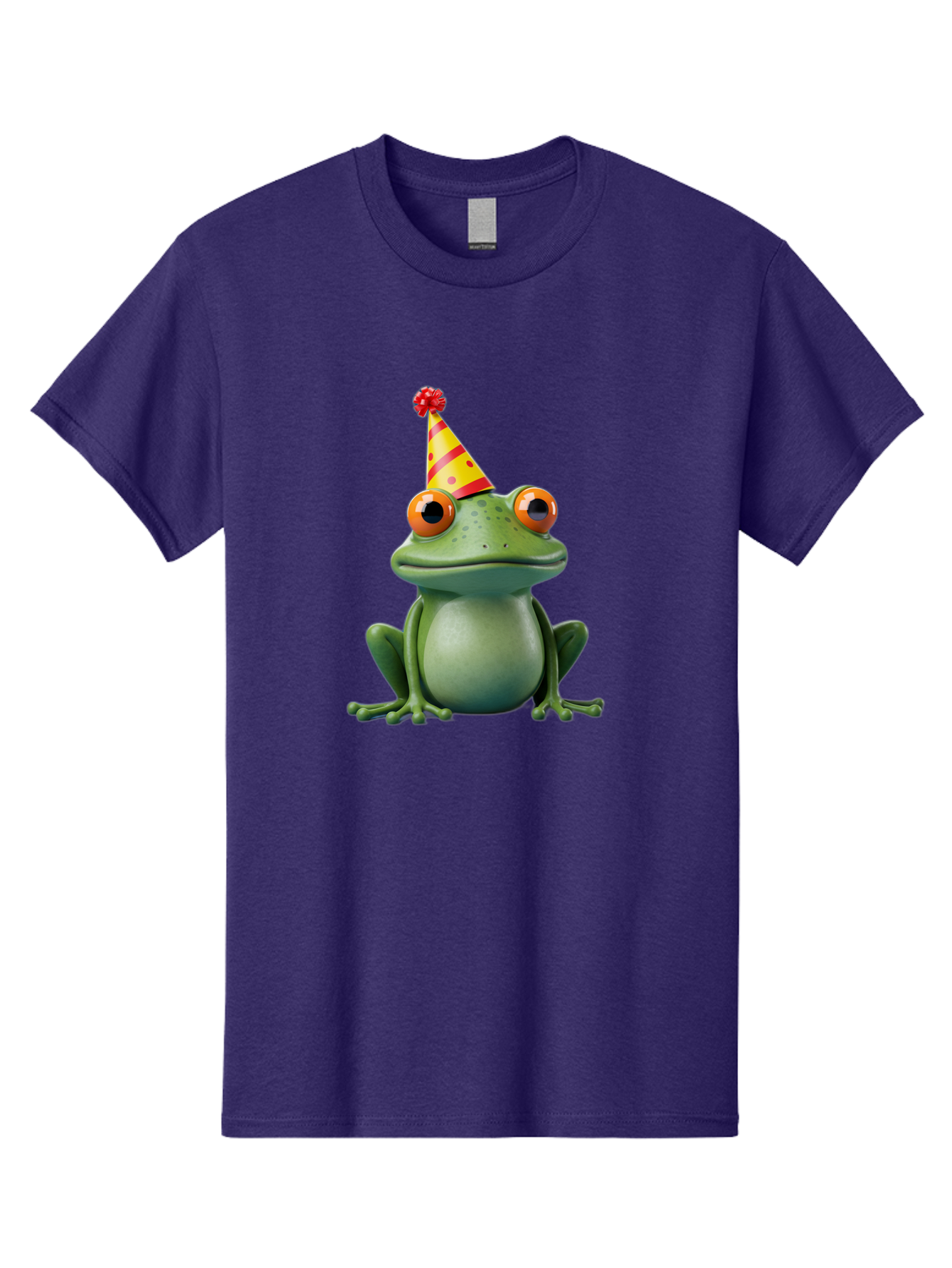 Party-Frog-3 Men'S Graphic Tee, 100% Cotton, Comfortable Casual Summer Wear, Machine Washable, Cartoon Frog, Party Hat, Festive Atmosphere, Celebration Mode, Fun And Playful, Vibrant Colors, Happy Mood, 3D Rendering, Humorous Character, Bac211