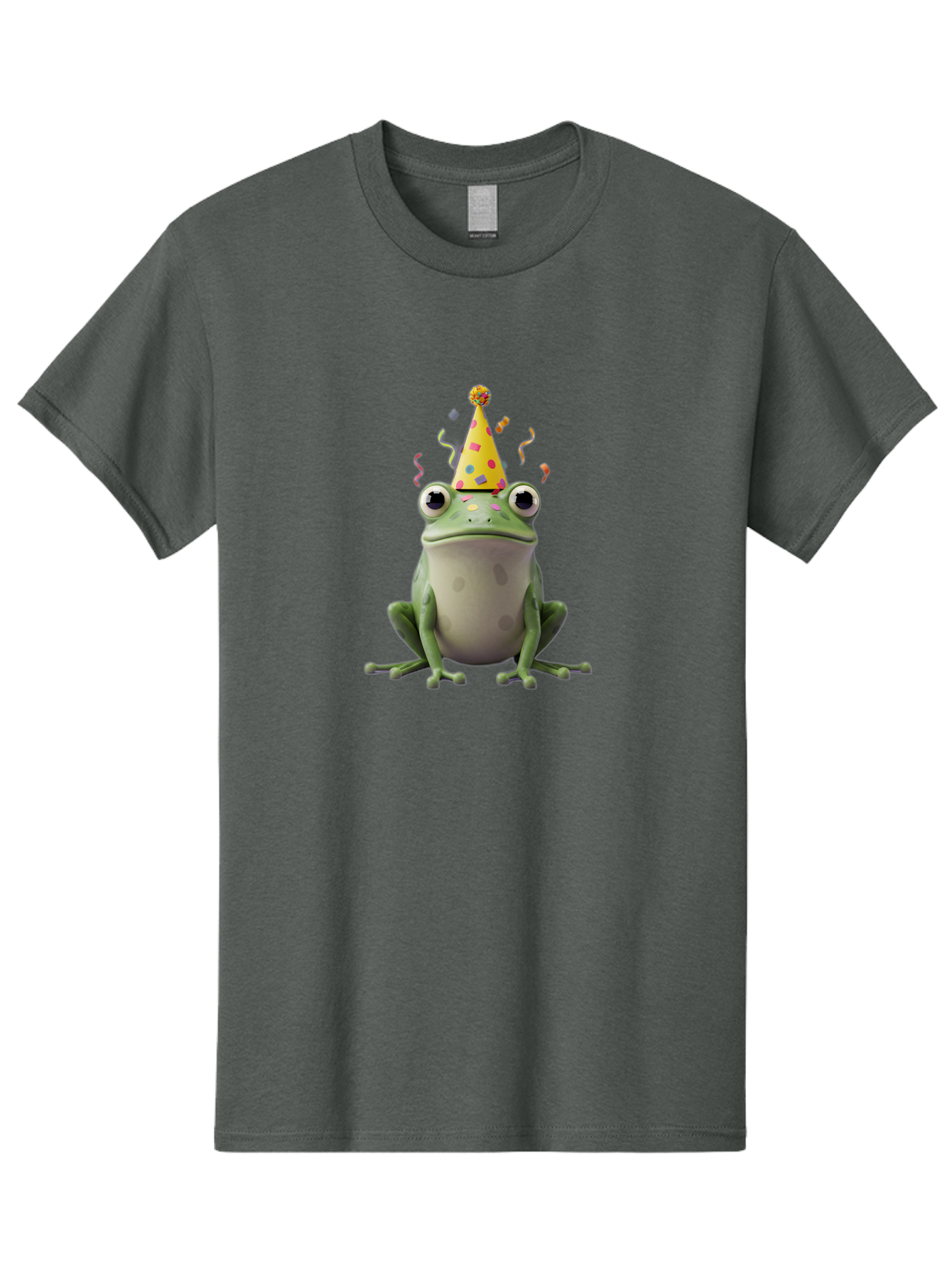 Party-Frog-4 Men'S Graphic Tee, 100% Cotton, Comfortable Casual Summer Wear, Machine Washable, Cartoon Frog, Party Hat, Celebration, Confetti, Funny Animal, Playful Creature, Festive Atmosphere, Colorful Decorations, Joyful Moment, Bac212