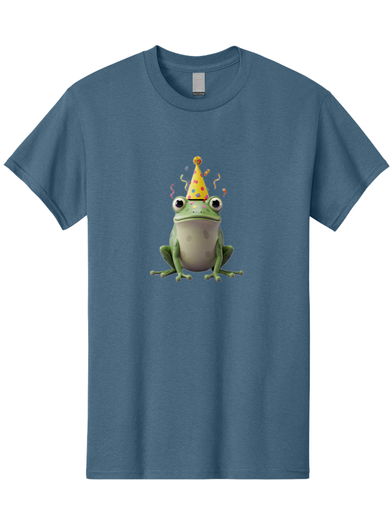 Party-Frog-4 Men'S Graphic Tee, 100% Cotton, Comfortable Casual Summer Wear, Machine Washable, Cartoon Frog, Party Hat, Celebration, Confetti, Funny Animal, Playful Creature, Festive Atmosphere, Colorful Decorations, Joyful Moment, Bac212