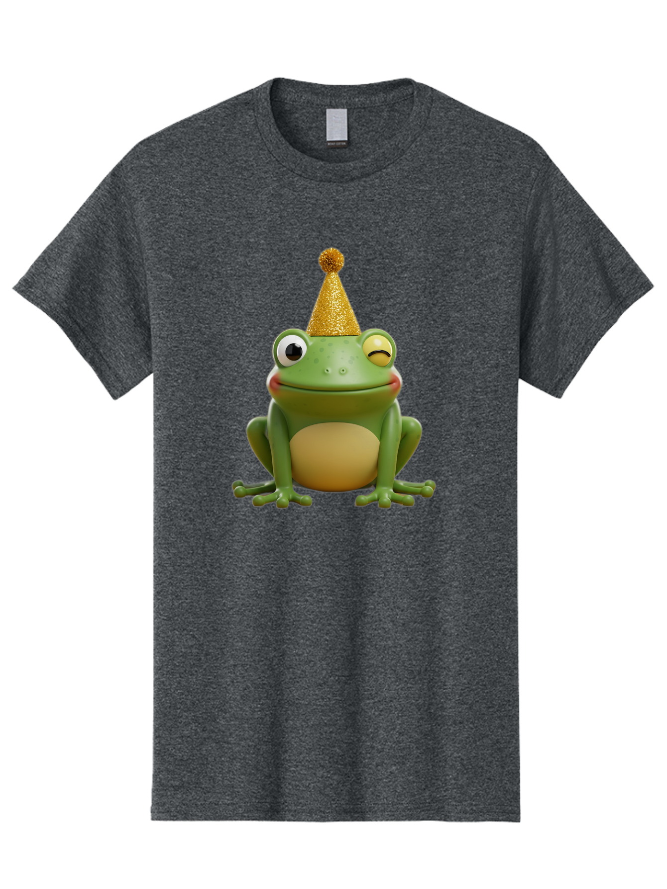 Party-Frog-5 Men'S Graphic Tee, 100% Cotton, Comfortable Casual Summer Wear, Machine Washable, Funny Cartoon Frog, Party Hat, Gold Confetti Hat, Celebration, Happiness, Cute Amphibian, Party Animal, Humorous Illustration, Whimsical Design, Bac213