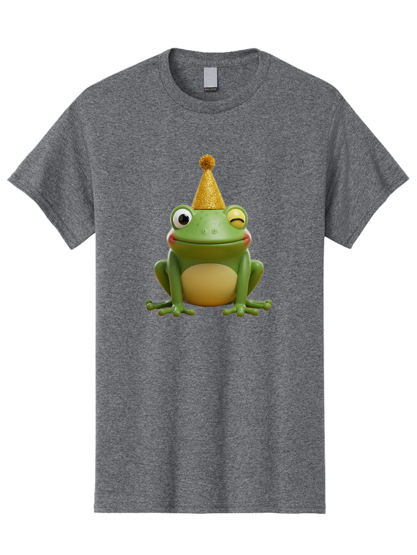 Party-Frog-5 Men'S Graphic Tee, 100% Cotton, Comfortable Casual Summer Wear, Machine Washable, Funny Cartoon Frog, Party Hat, Gold Confetti Hat, Celebration, Happiness, Cute Amphibian, Party Animal, Humorous Illustration, Whimsical Design, Bac213