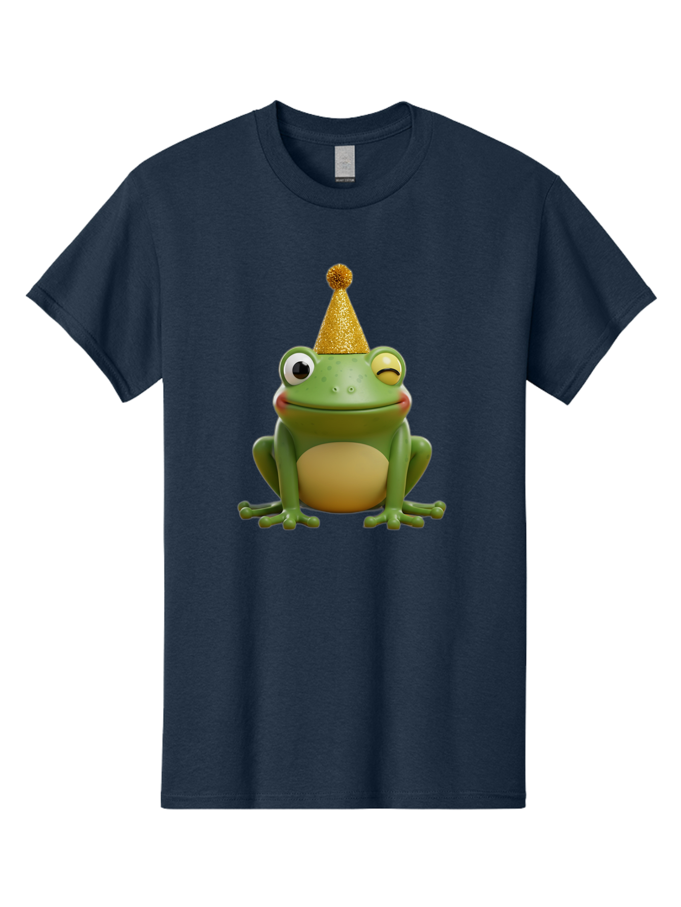 Party-Frog-5 Men'S Graphic Tee, 100% Cotton, Comfortable Casual Summer Wear, Machine Washable, Funny Cartoon Frog, Party Hat, Gold Confetti Hat, Celebration, Happiness, Cute Amphibian, Party Animal, Humorous Illustration, Whimsical Design, Bac213