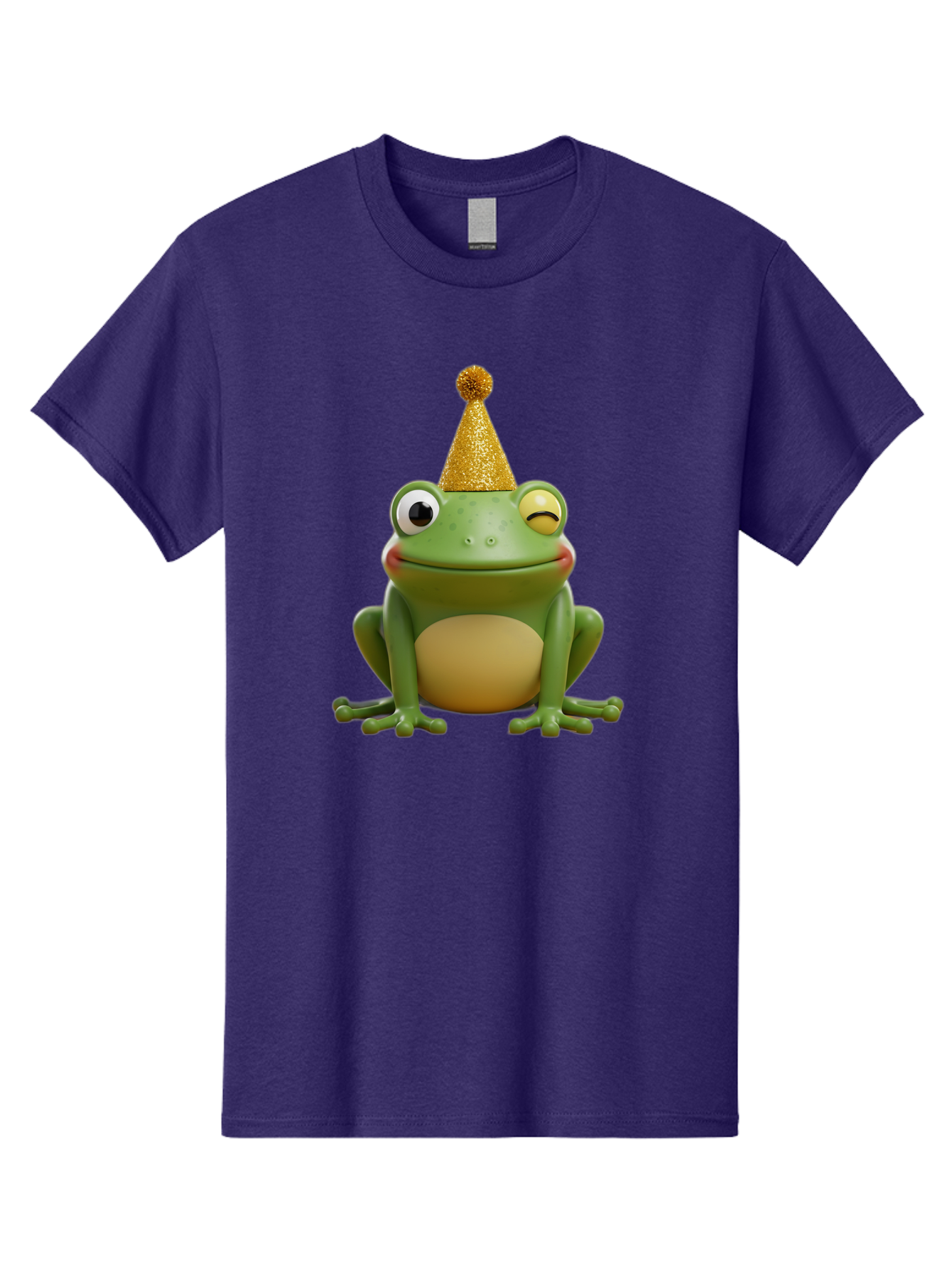 Party-Frog-5 Men'S Graphic Tee, 100% Cotton, Comfortable Casual Summer Wear, Machine Washable, Funny Cartoon Frog, Party Hat, Gold Confetti Hat, Celebration, Happiness, Cute Amphibian, Party Animal, Humorous Illustration, Whimsical Design, Bac213