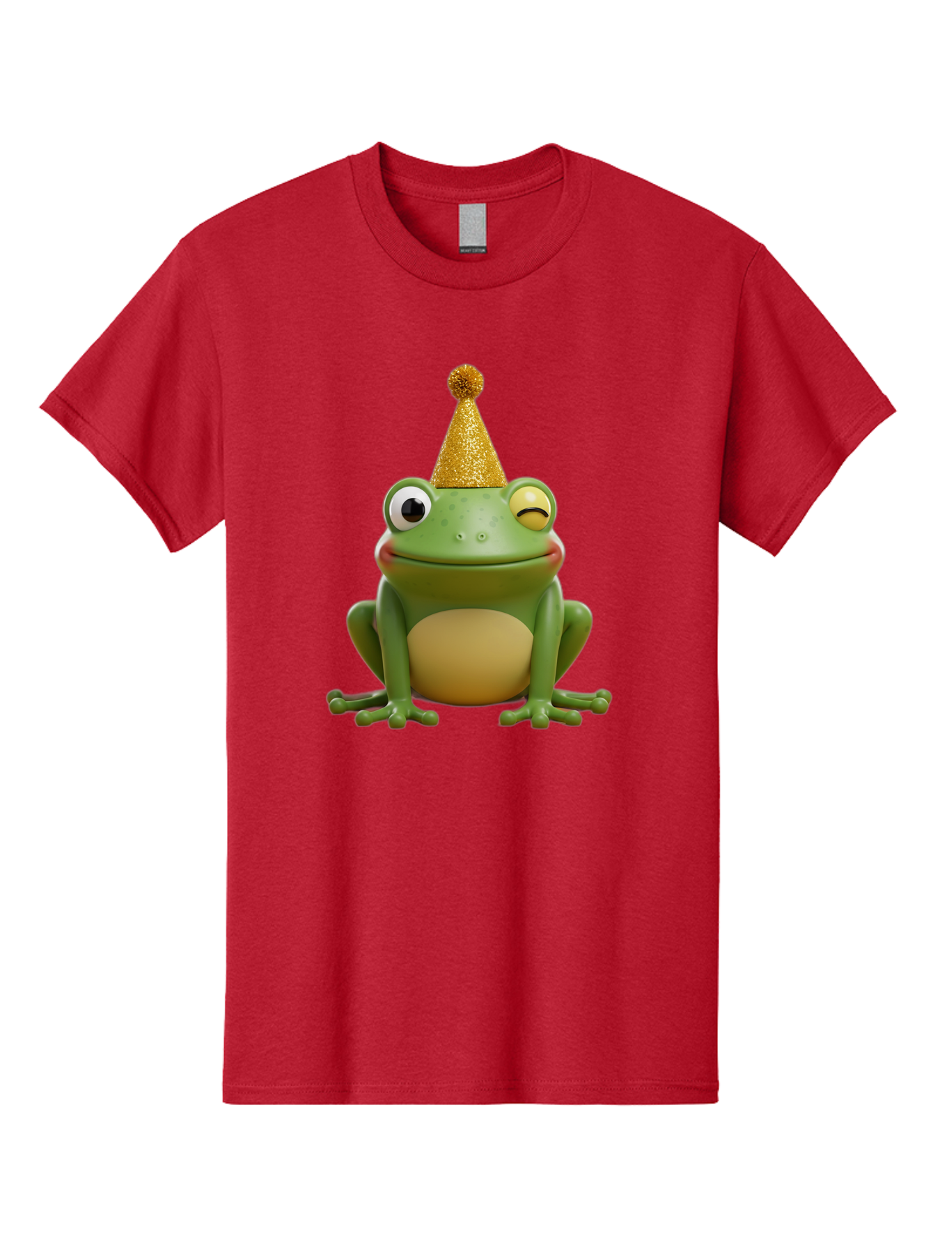 Party-Frog-5 Men'S Graphic Tee, 100% Cotton, Comfortable Casual Summer Wear, Machine Washable, Funny Cartoon Frog, Party Hat, Gold Confetti Hat, Celebration, Happiness, Cute Amphibian, Party Animal, Humorous Illustration, Whimsical Design, Bac213