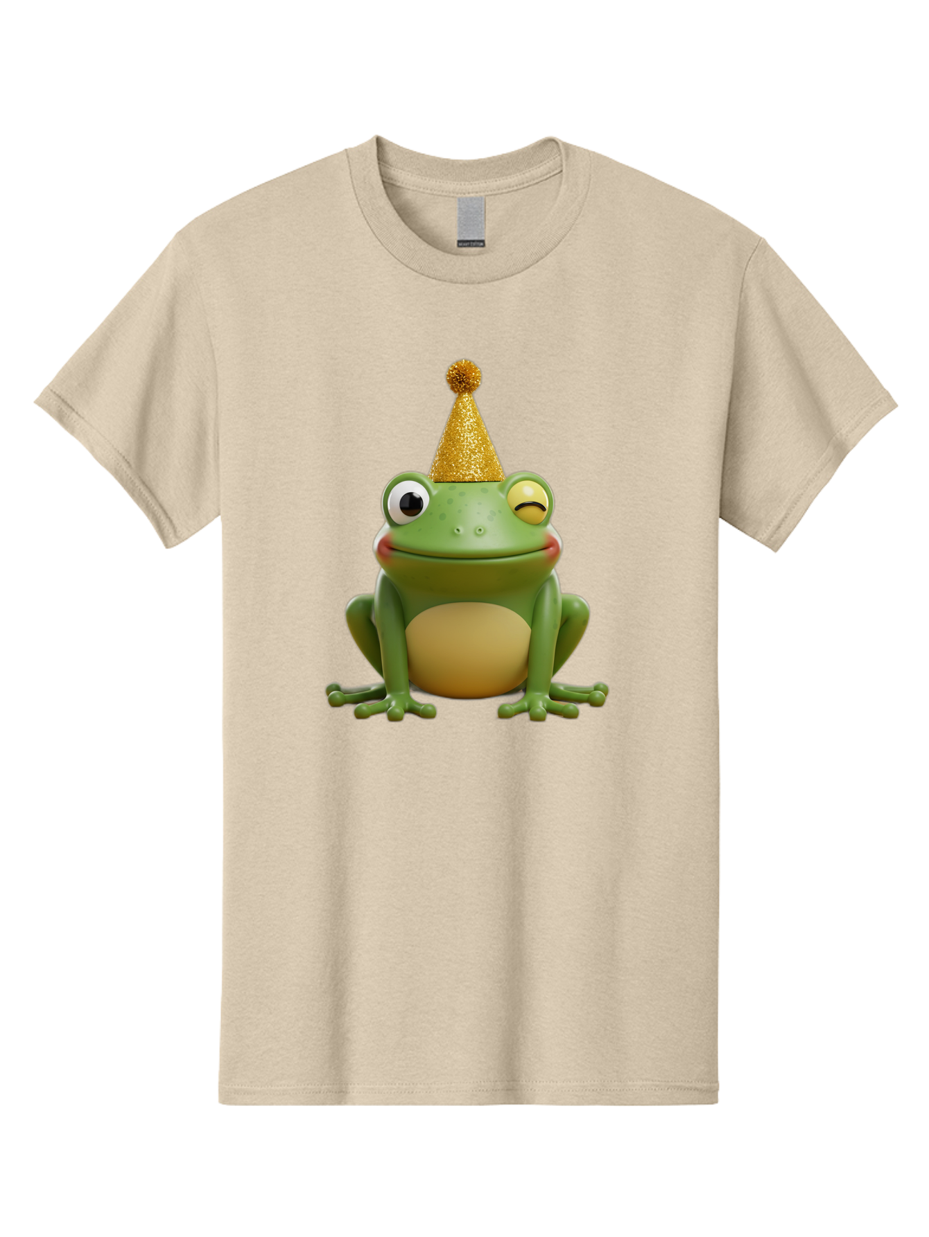 Party-Frog-5 Men'S Graphic Tee, 100% Cotton, Comfortable Casual Summer Wear, Machine Washable, Funny Cartoon Frog, Party Hat, Gold Confetti Hat, Celebration, Happiness, Cute Amphibian, Party Animal, Humorous Illustration, Whimsical Design, Bac213