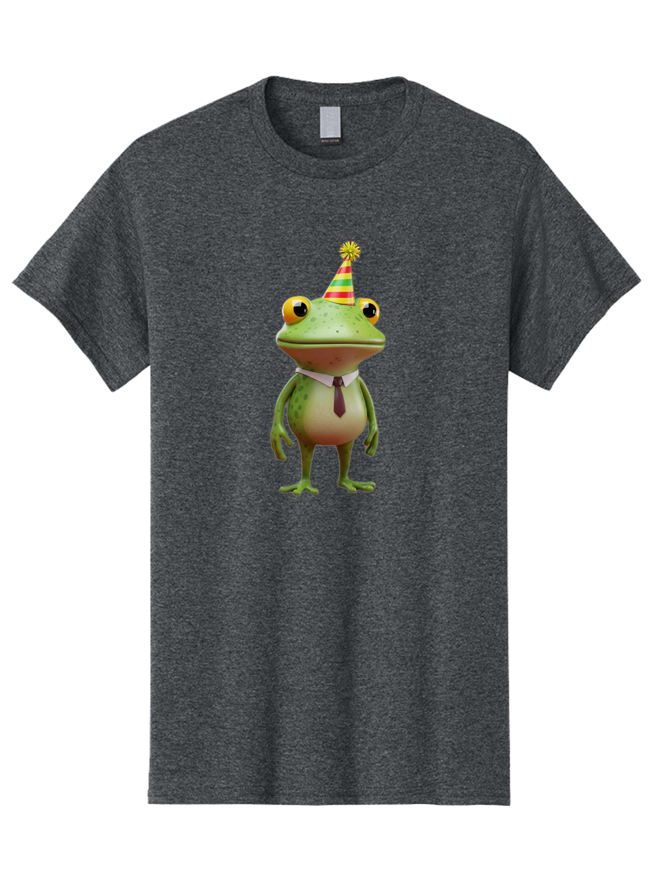 Party-Frog Men'S Graphic Tee, 100% Cotton, Comfortable Casual Summer Wear, Machine Washable, Funny Cartoon Frog, Party Hat, Festive Atmosphere, Celebration Mode, Comical Character, Animated Creature, Joyful Expression, Playful Vibe, Bac215