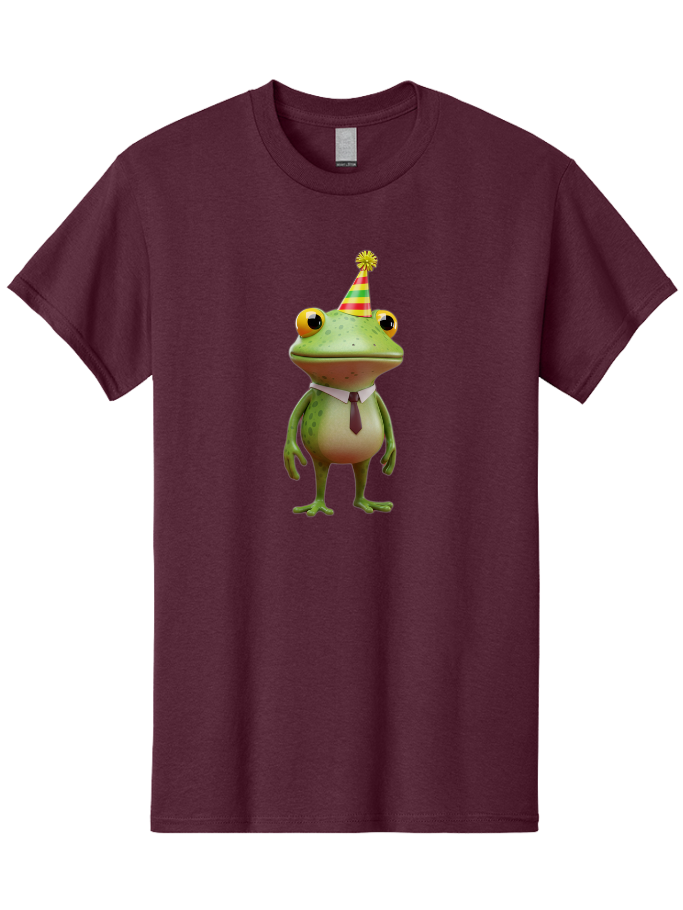 Party-Frog Men'S Graphic Tee, 100% Cotton, Comfortable Casual Summer Wear, Machine Washable, Funny Cartoon Frog, Party Hat, Festive Atmosphere, Celebration Mode, Comical Character, Animated Creature, Joyful Expression, Playful Vibe, Bac215