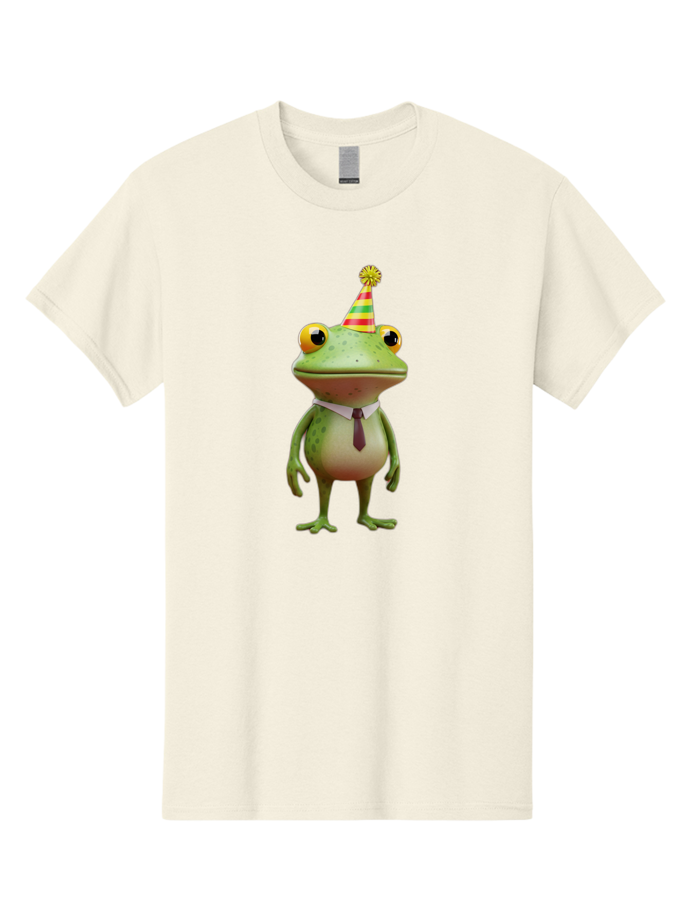 Party-Frog Men'S Graphic Tee, 100% Cotton, Comfortable Casual Summer Wear, Machine Washable, Funny Cartoon Frog, Party Hat, Festive Atmosphere, Celebration Mode, Comical Character, Animated Creature, Joyful Expression, Playful Vibe, Bac215