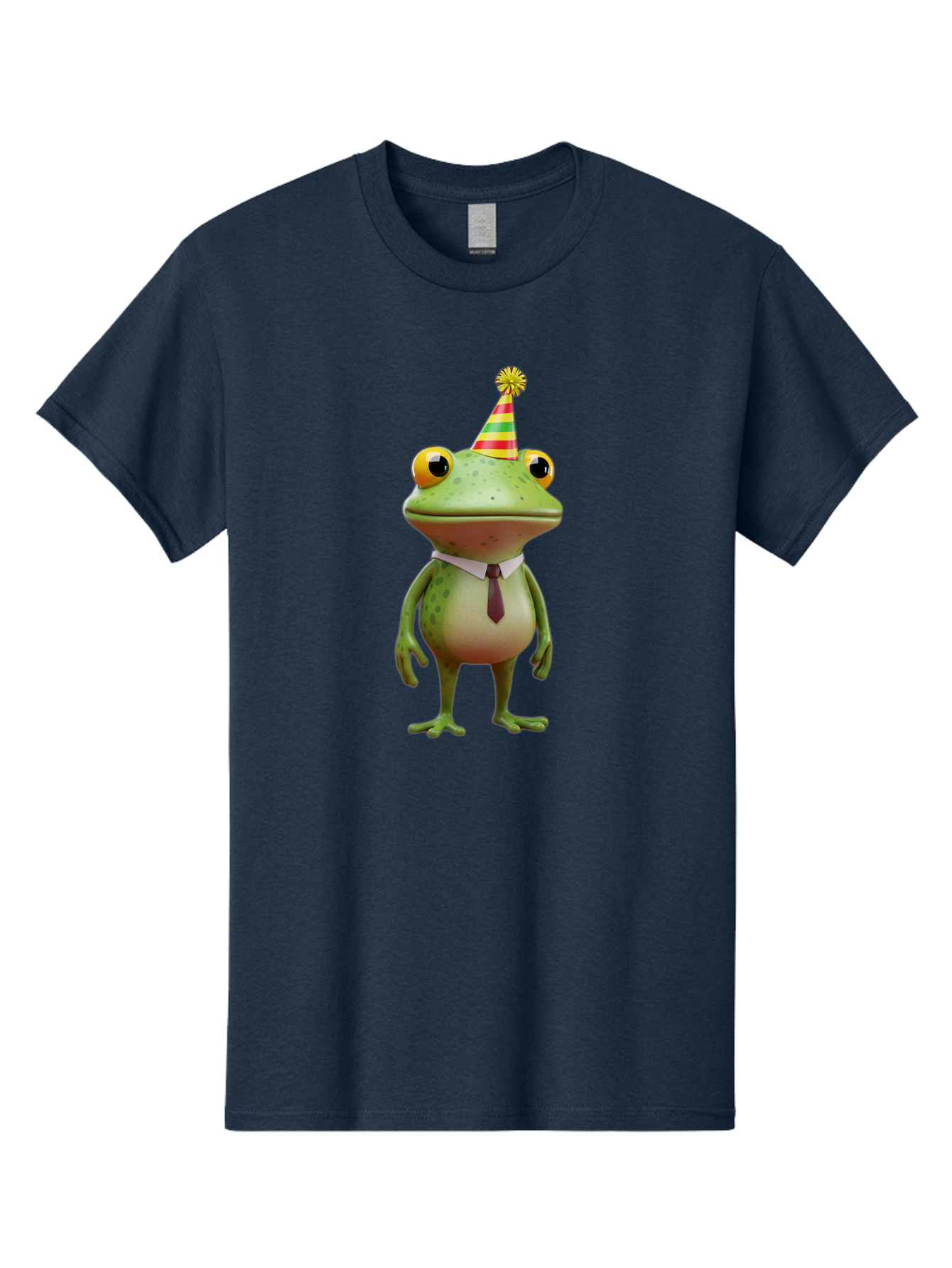 Party-Frog Men'S Graphic Tee, 100% Cotton, Comfortable Casual Summer Wear, Machine Washable, Funny Cartoon Frog, Party Hat, Festive Atmosphere, Celebration Mode, Comical Character, Animated Creature, Joyful Expression, Playful Vibe, Bac215