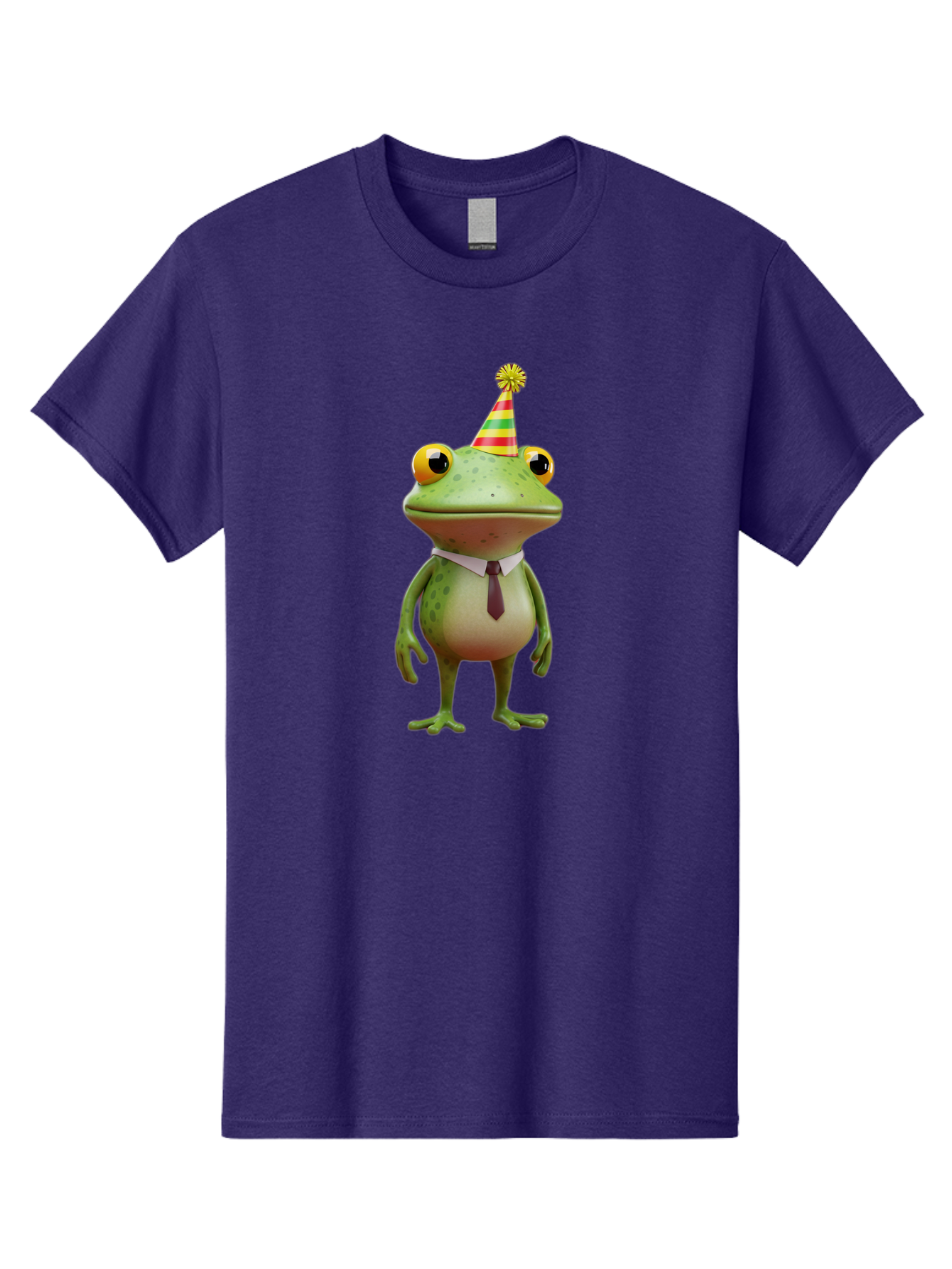 Party-Frog Men'S Graphic Tee, 100% Cotton, Comfortable Casual Summer Wear, Machine Washable, Funny Cartoon Frog, Party Hat, Festive Atmosphere, Celebration Mode, Comical Character, Animated Creature, Joyful Expression, Playful Vibe, Bac215